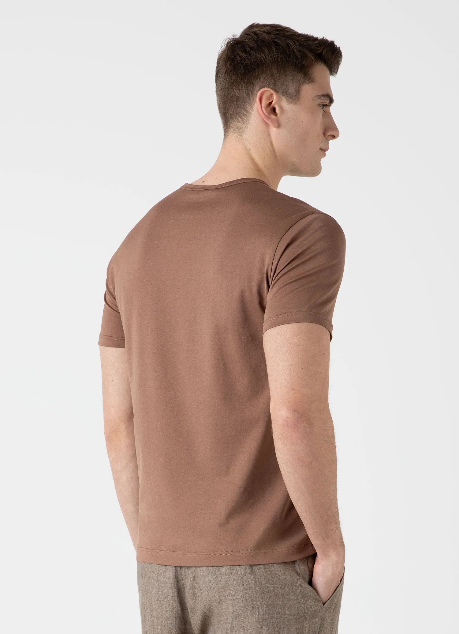 Men's Classic T-shirt in Dark Sand sold by Sunspel product image thumbnail 5
