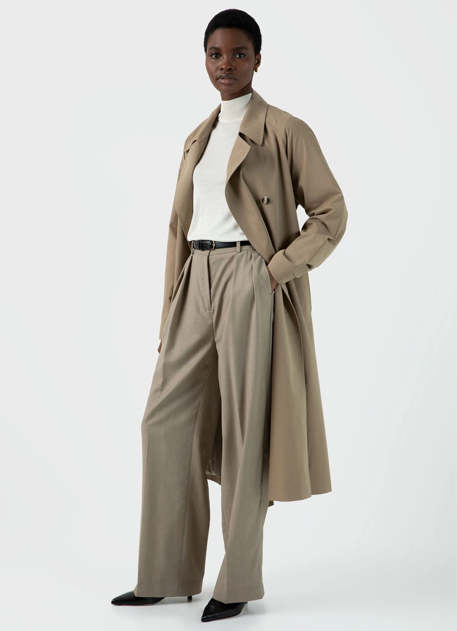 Women's Mulberry Silk Mock Neck Top in Ecru sold by Sunspel product image thumbnail 2