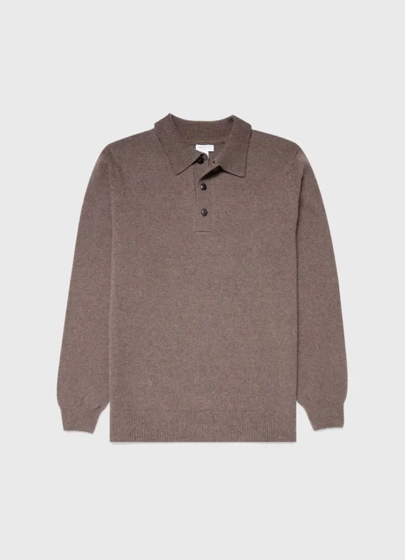 Men's Lambswool Polo Shirt in Cedar sold by Sunspel