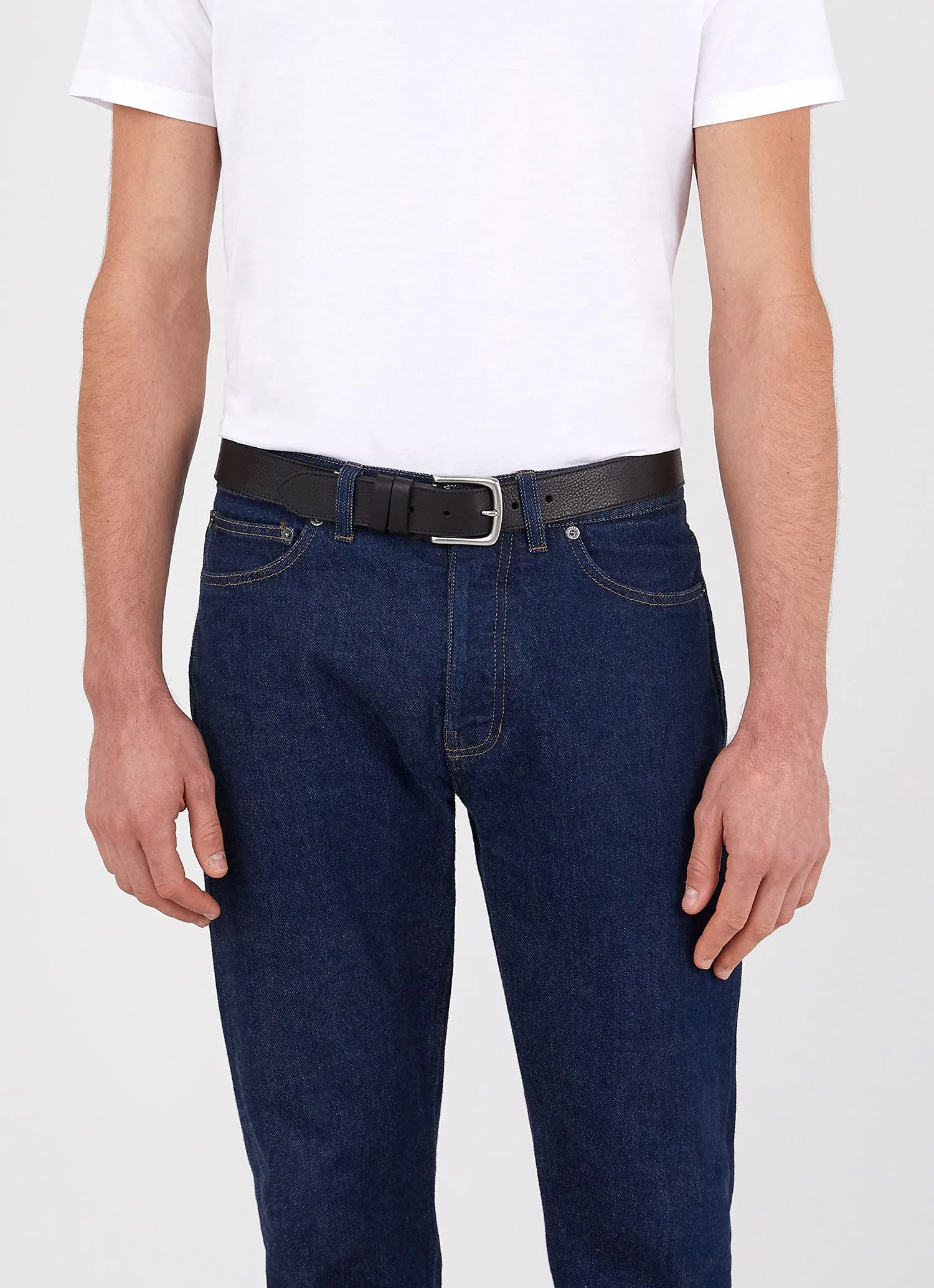 Men's Grained Leather Belt in Black sold by Sunspel product image thumbnail 2