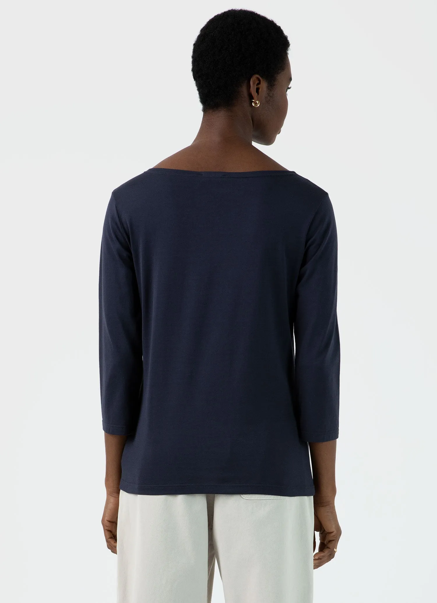 Women's Boat Neck T-shirt in Navy sold by Sunspel product image thumbnail 4