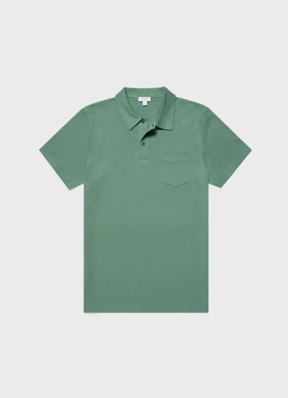 Men's Riviera Polo Shirt in Thyme sold by Sunspel