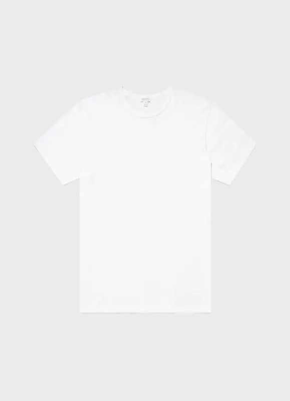 Men's Cotton Linen T-shirt in White sold by Sunspel
