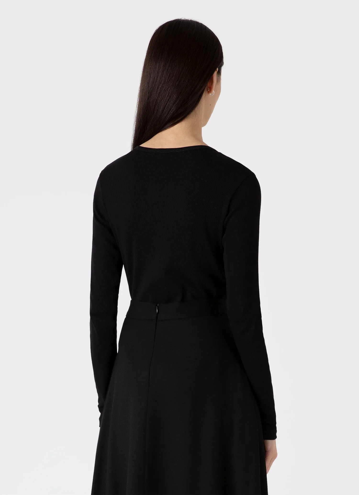 Women's Rib Henley in Black sold by Sunspel product image thumbnail 3