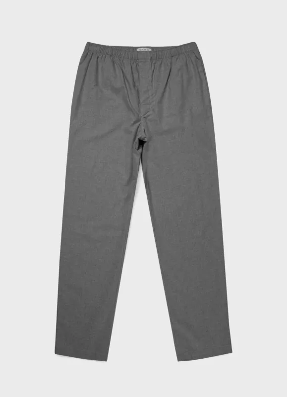Men's Cotton Flannel Pyjama Trouser in Mid Grey Melange sold by Sunspel