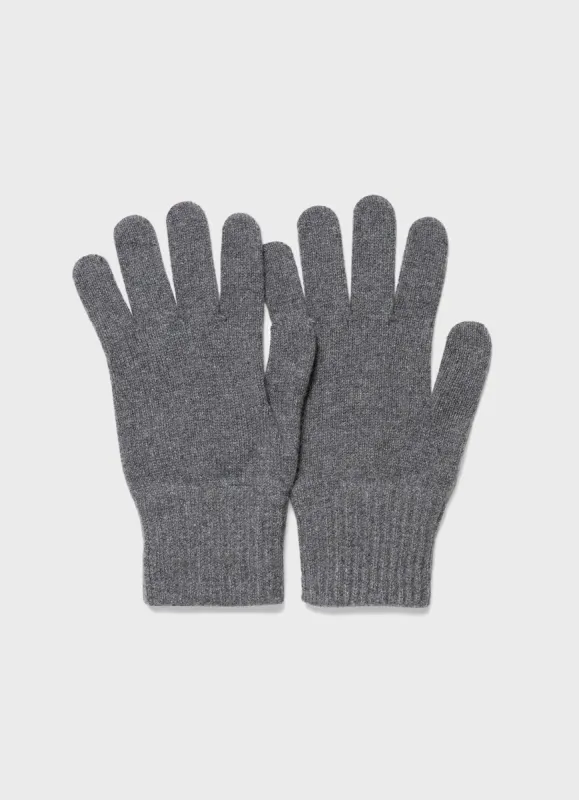 Cashmere Knitted Glove in Grey Melange sold by Sunspel