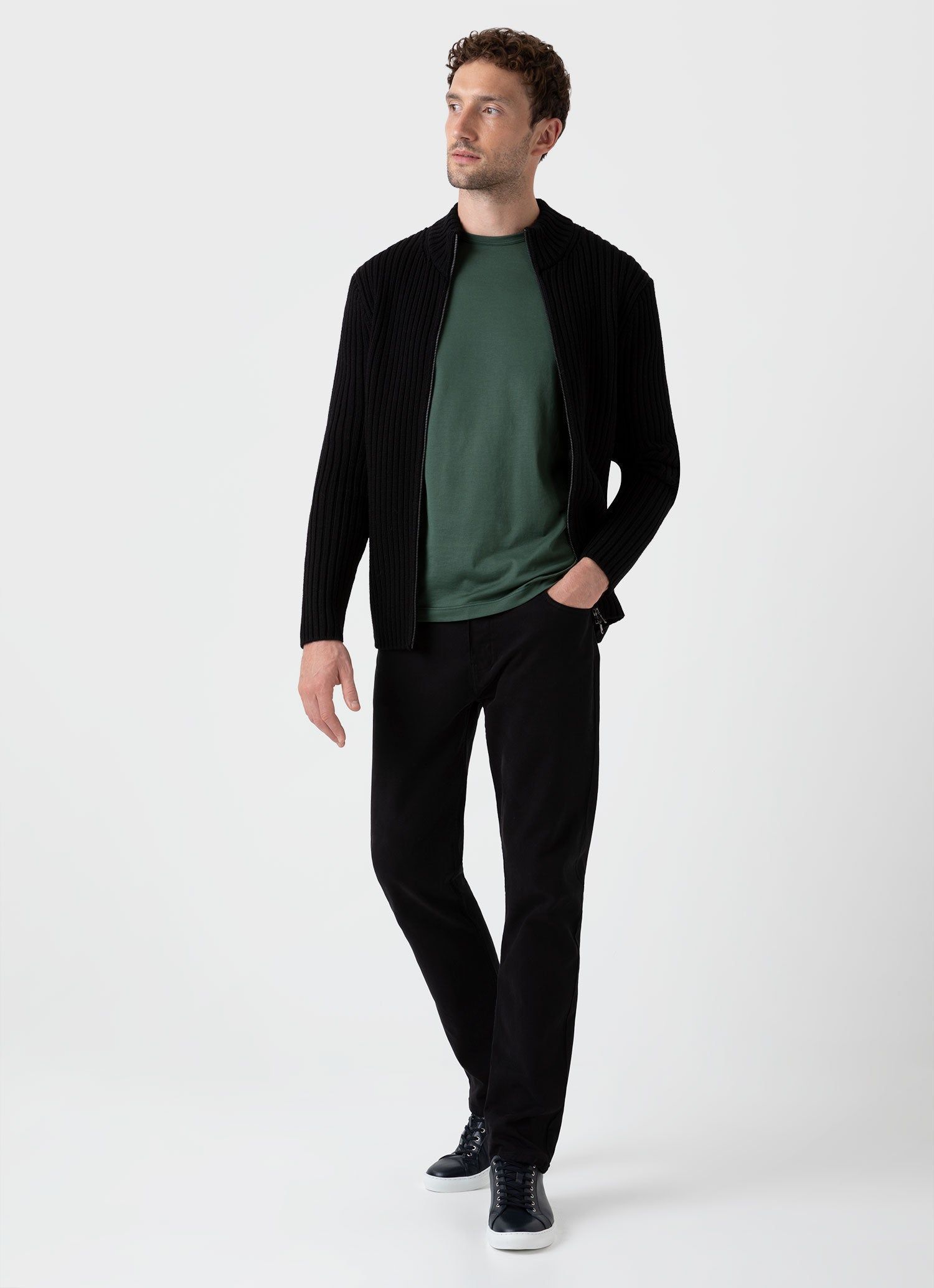 Men's Classic T-shirt in Dark Green sold by Sunspel product image thumbnail 3