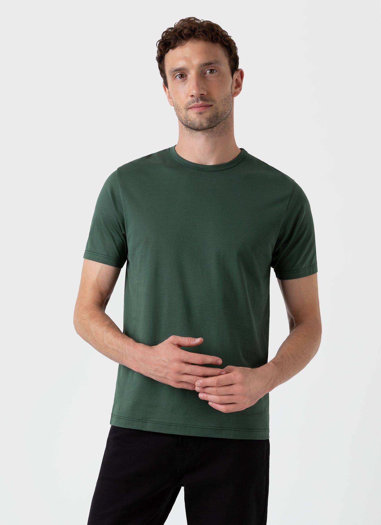 Men's Classic T-shirt in Dark Green sold by Sunspel product image thumbnail 2