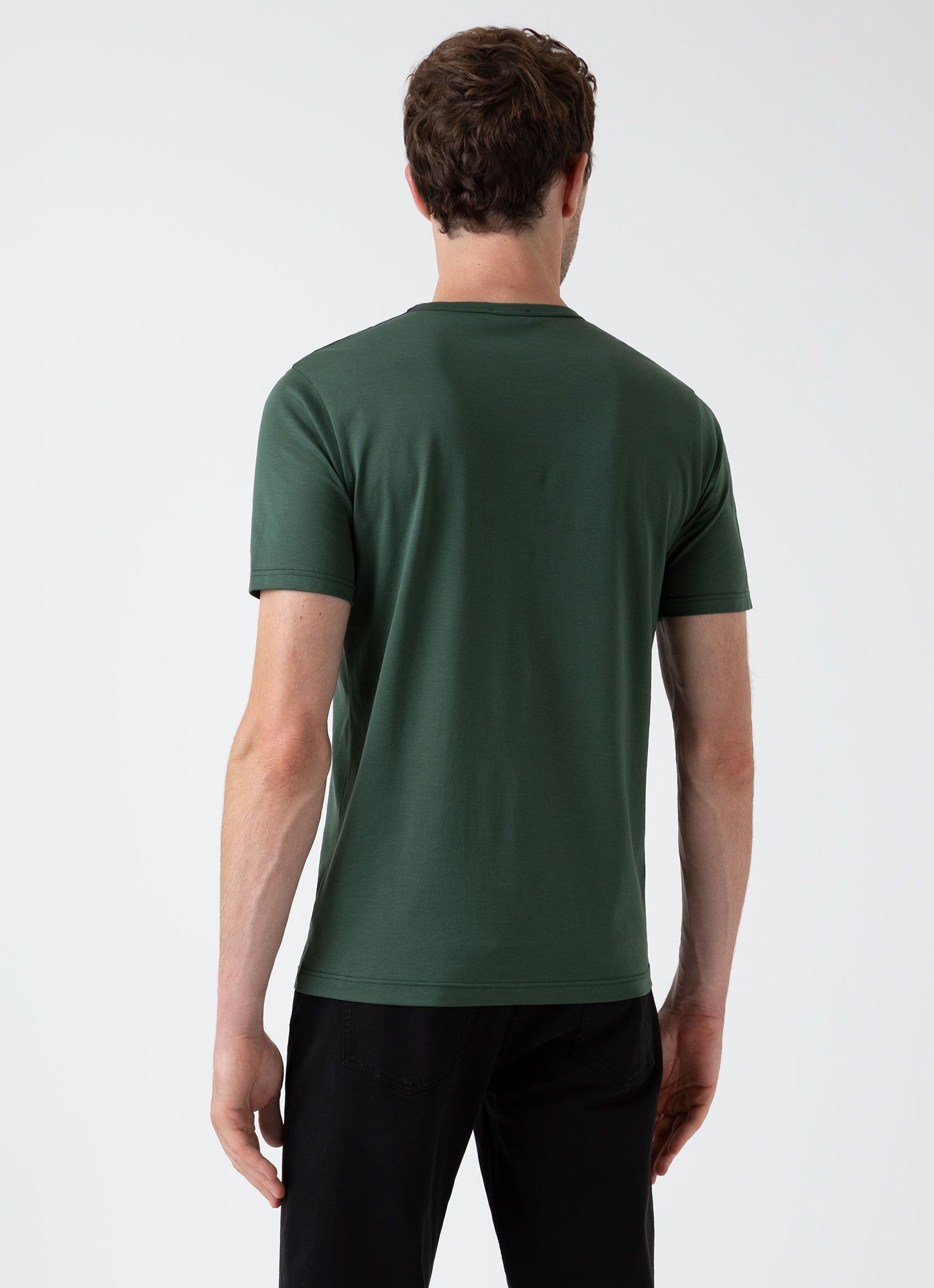 Men's Classic T-shirt in Dark Green sold by Sunspel product image thumbnail 4