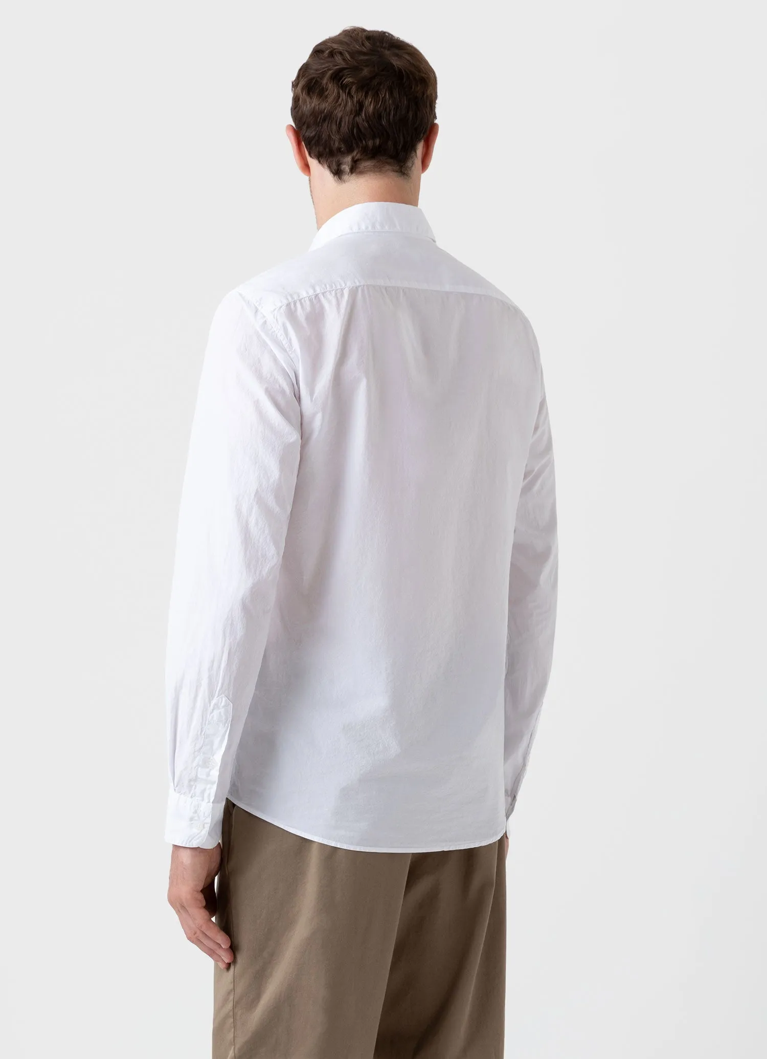Men's Lightweight Poplin Shirt in White sold by Sunspel product image thumbnail 4