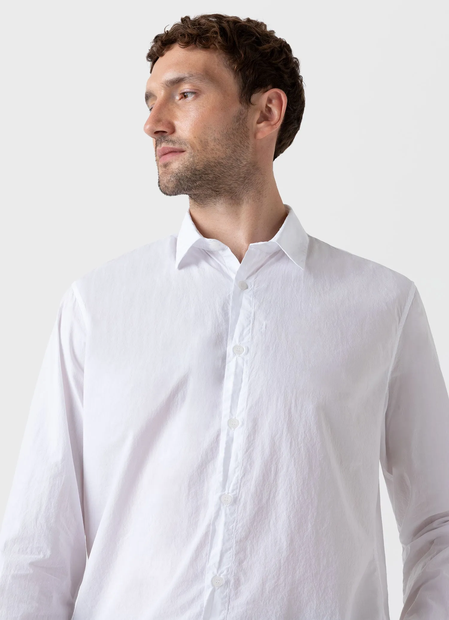 Men's Lightweight Poplin Shirt in White sold by Sunspel product image thumbnail 5