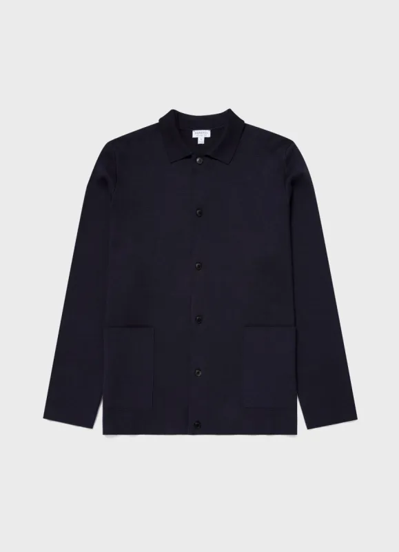 Men's Milano Knit Jacket in Navy sold by Sunspel