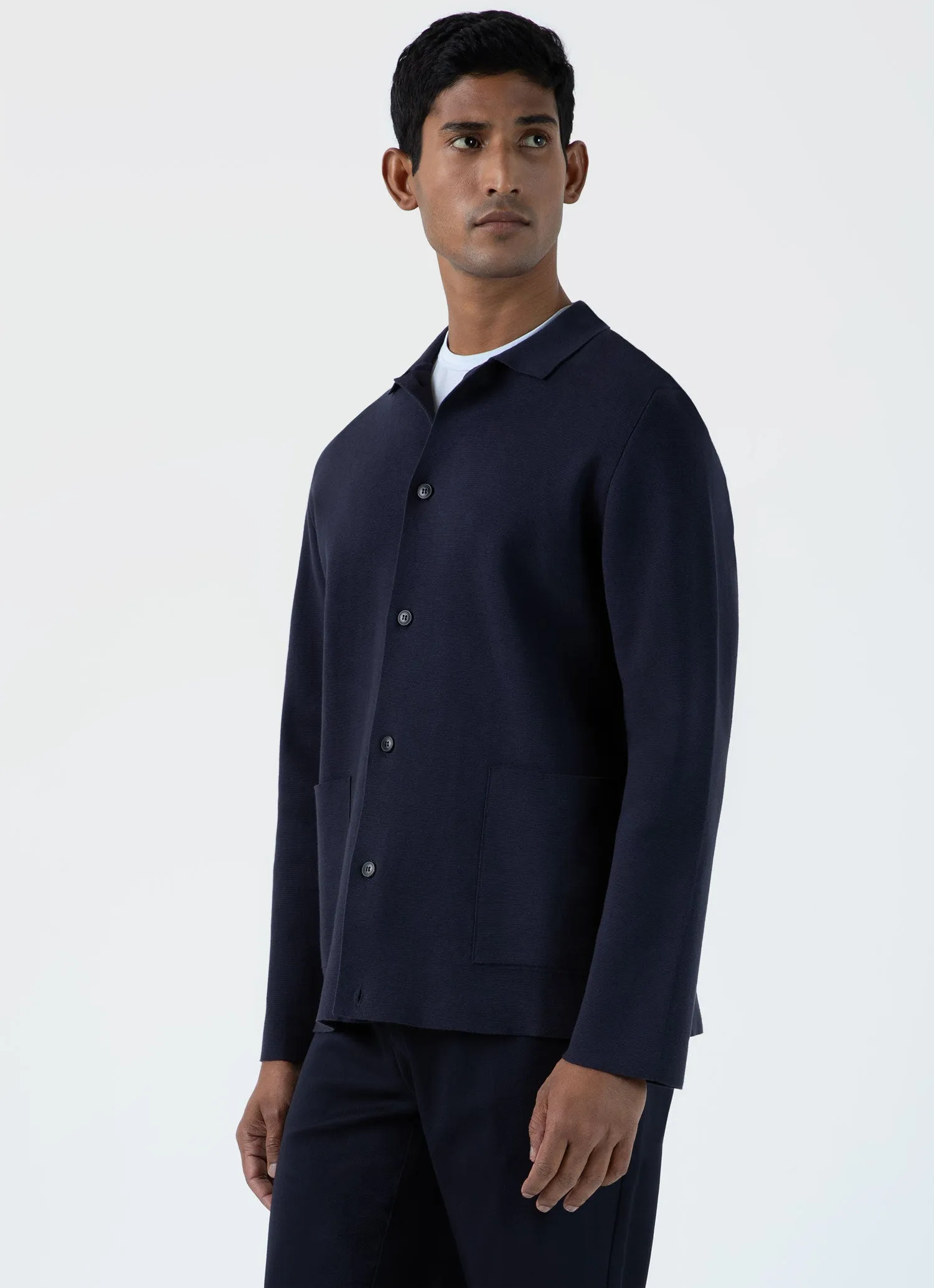 Men's Milano Knit Jacket in Navy sold by Sunspel product image thumbnail 2