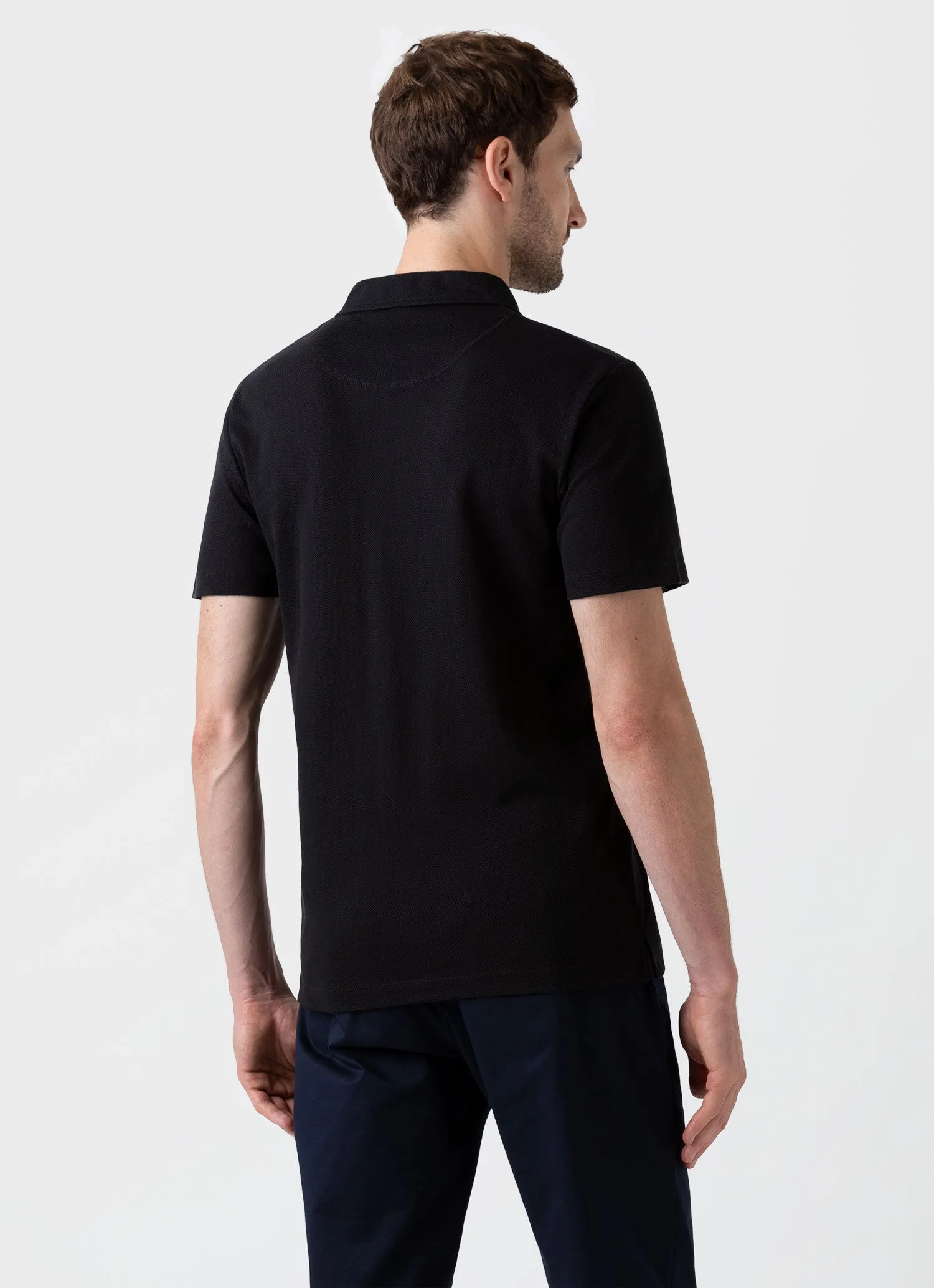 Men's Riviera Polo Shirt in Black sold by Sunspel product image thumbnail 5
