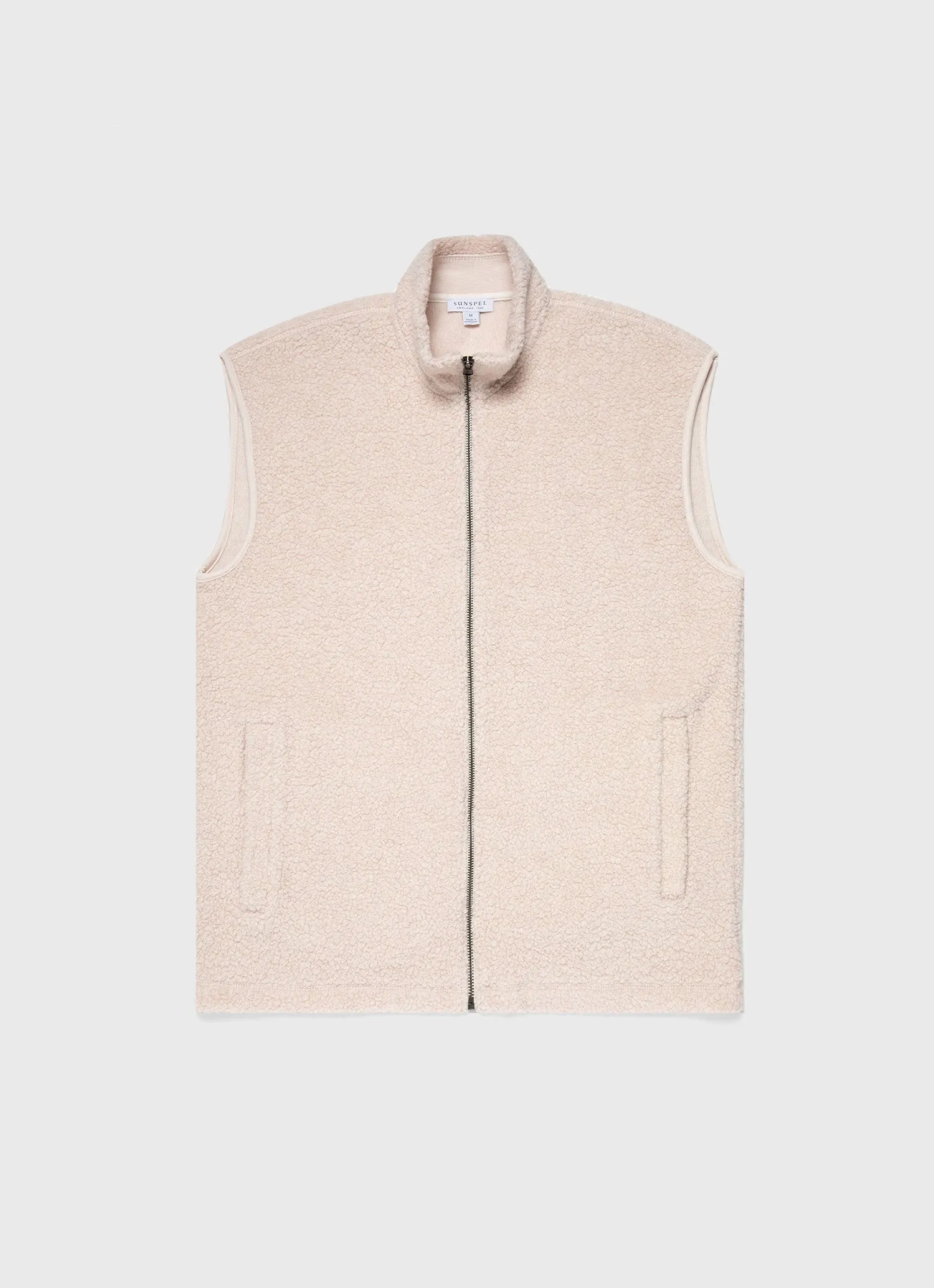 Men's Wool Fleece Gilet in Ecru sold by Sunspel