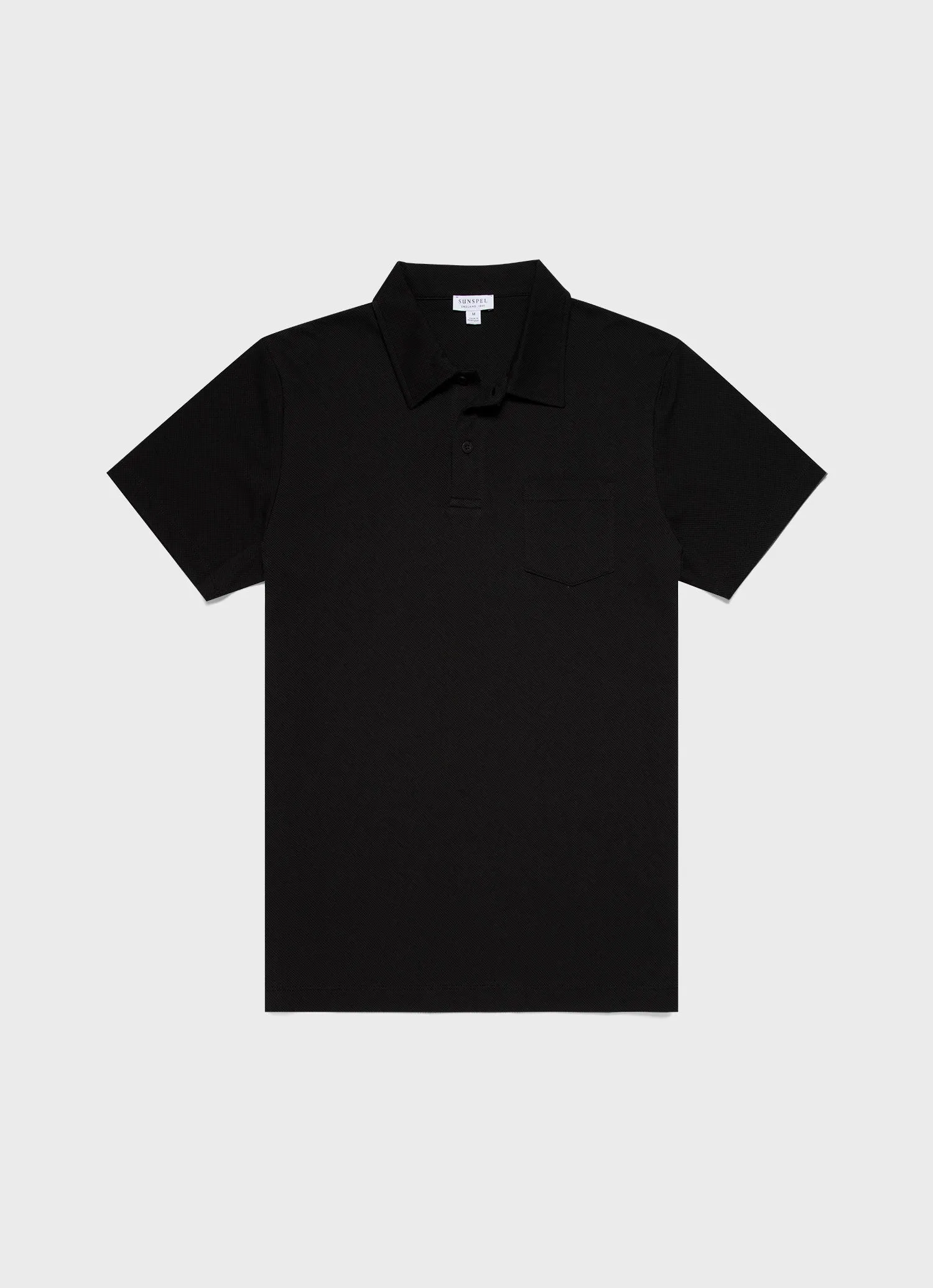 Men's Riviera Polo Shirt in Black sold by Sunspel