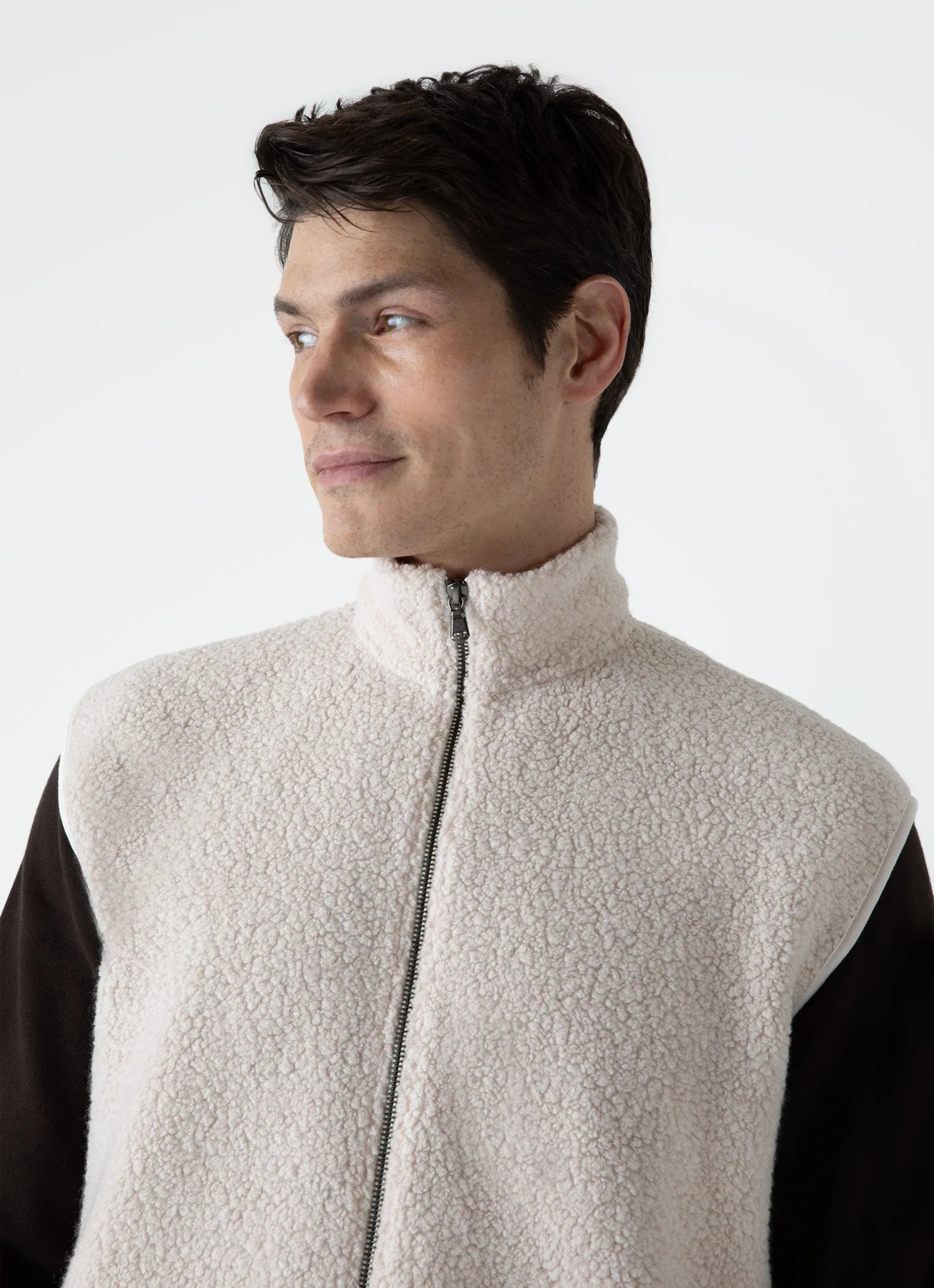 Men's Wool Fleece Gilet in Ecru sold by Sunspel product image thumbnail 5