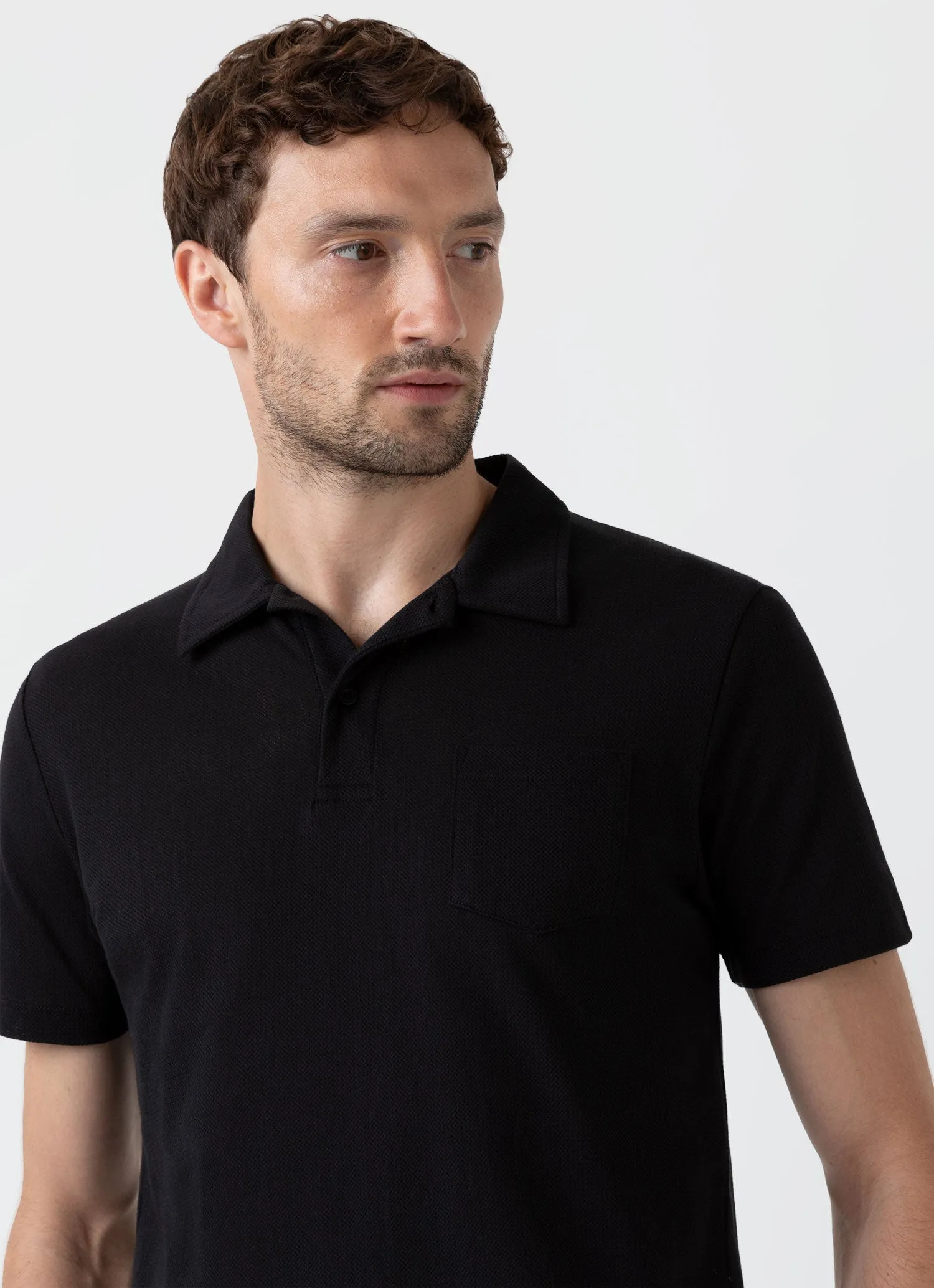 Men's Riviera Polo Shirt in Black sold by Sunspel product image thumbnail 2