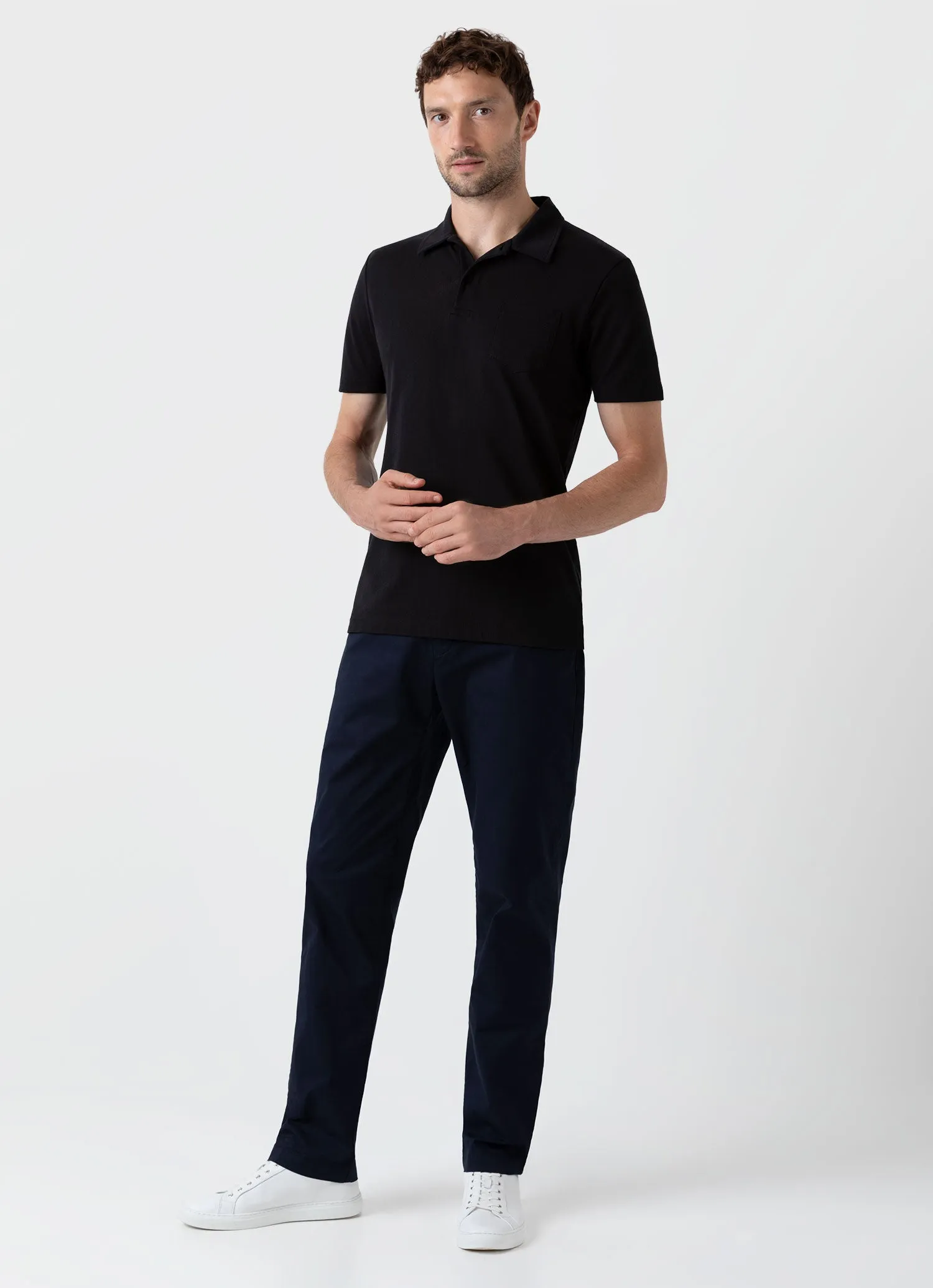 Men's Riviera Polo Shirt in Black sold by Sunspel product image thumbnail 3