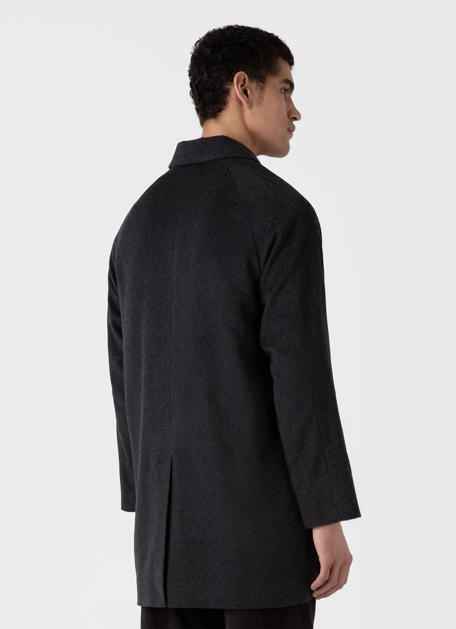 Men's Cashmere Car Coat in Charcoal Melange sold by Sunspel product image thumbnail 4