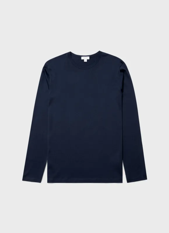 Men's Classic Long Sleeve T-shirt in Navy sold by Sunspel