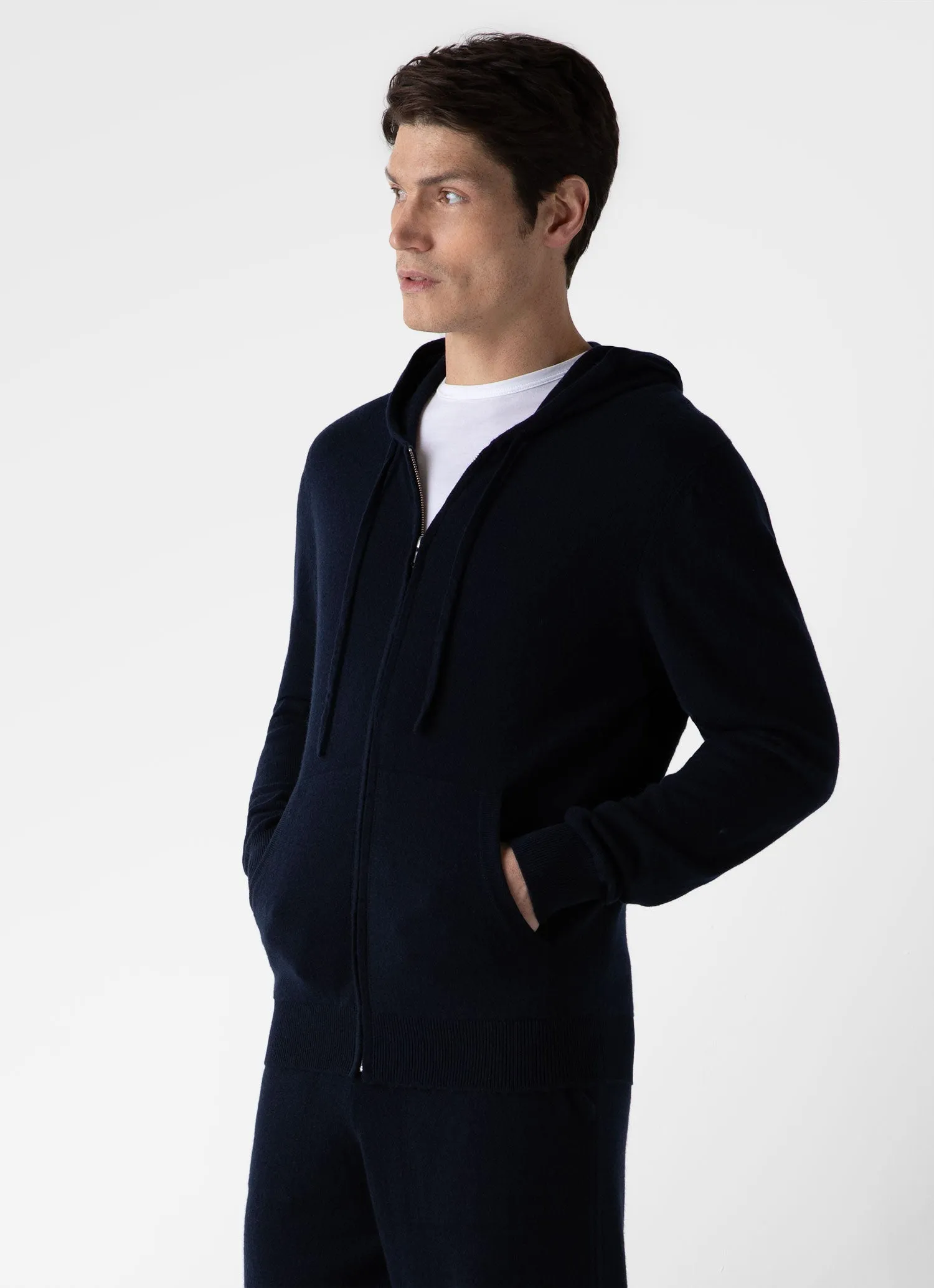 Men's Cashmere Zip Hoodie in Navy sold by Sunspel product image thumbnail 2