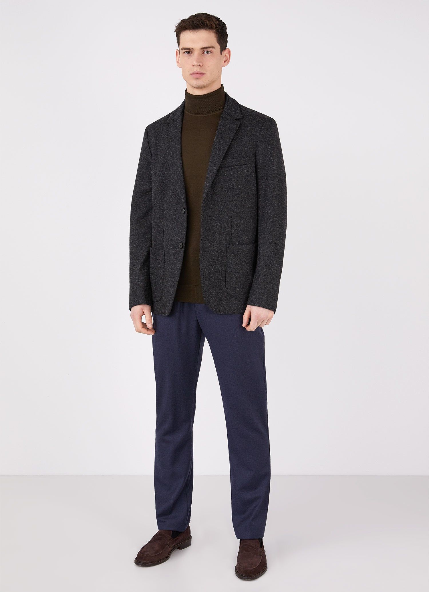 Men's Extra-Fine Merino Roll Neck in Dark Moss sold by Sunspel product image thumbnail 3