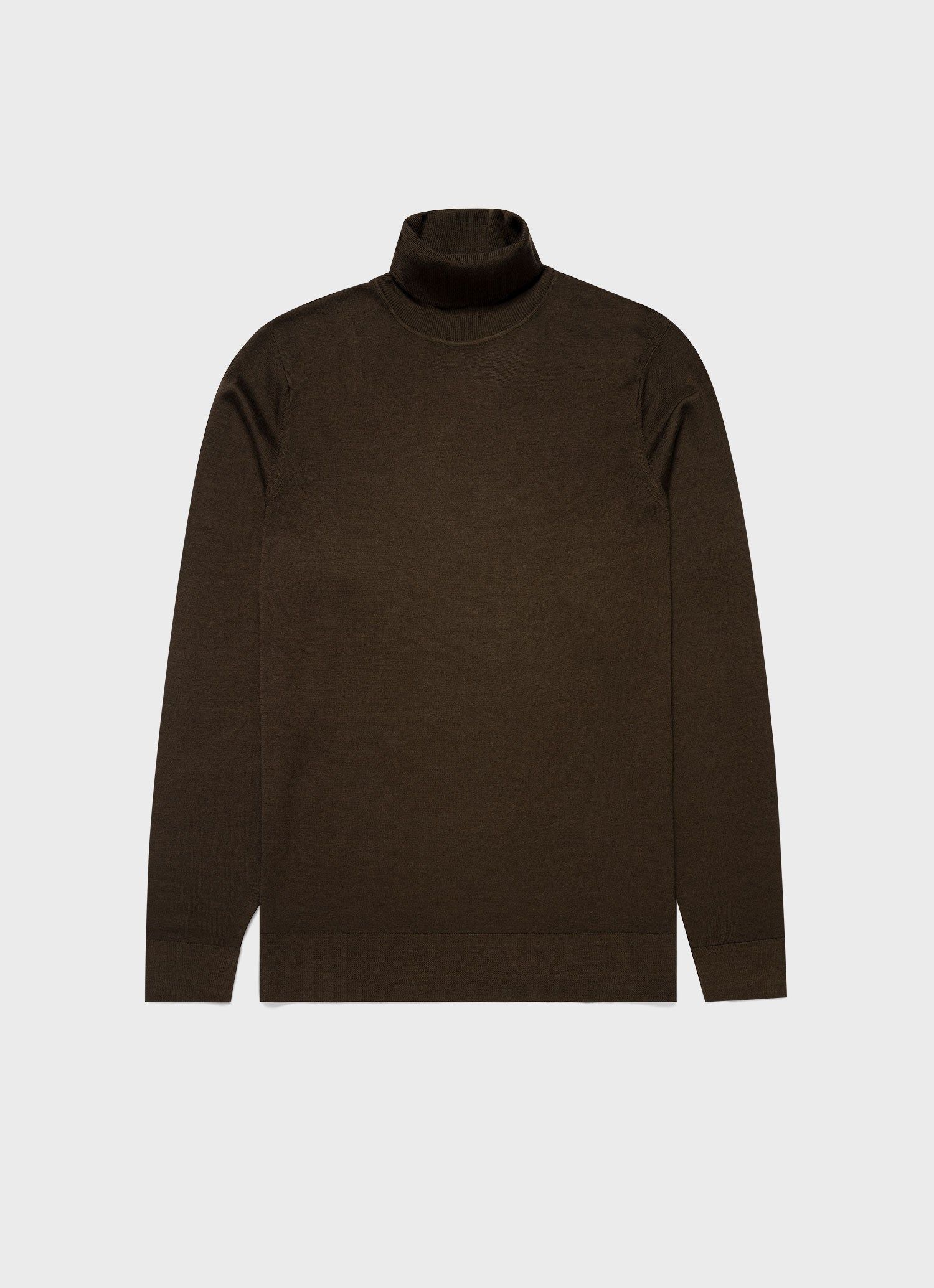 Men's Extra-Fine Merino Roll Neck in Dark Moss sold by Sunspel