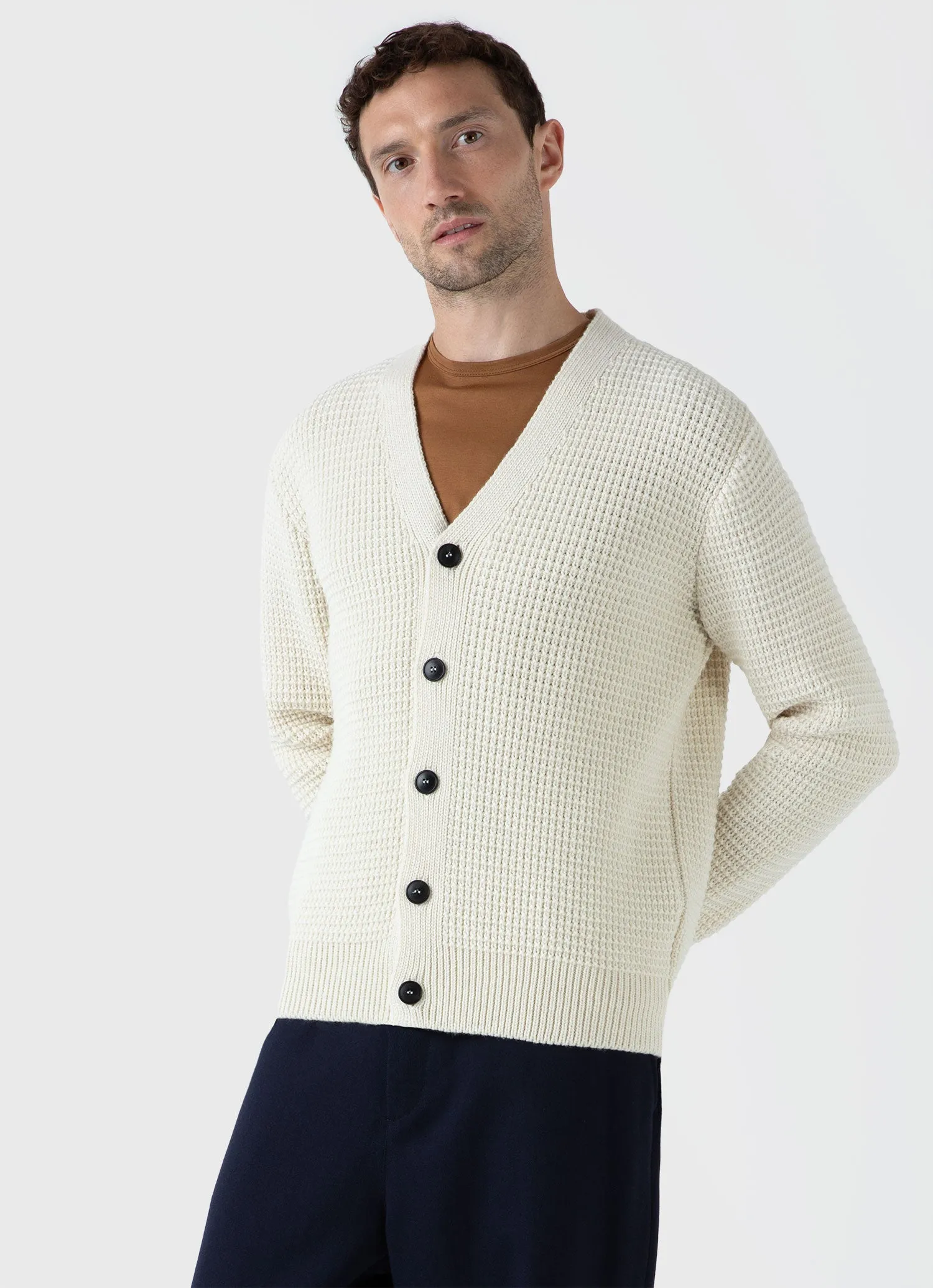 Men's Fisherman Cardigan in Ecru sold by Sunspel product image thumbnail 2