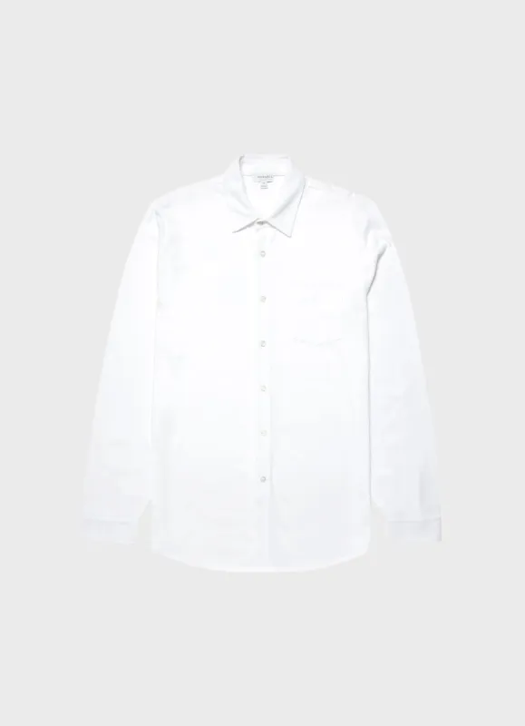 Men's Piqué Shirt in White sold by Sunspel