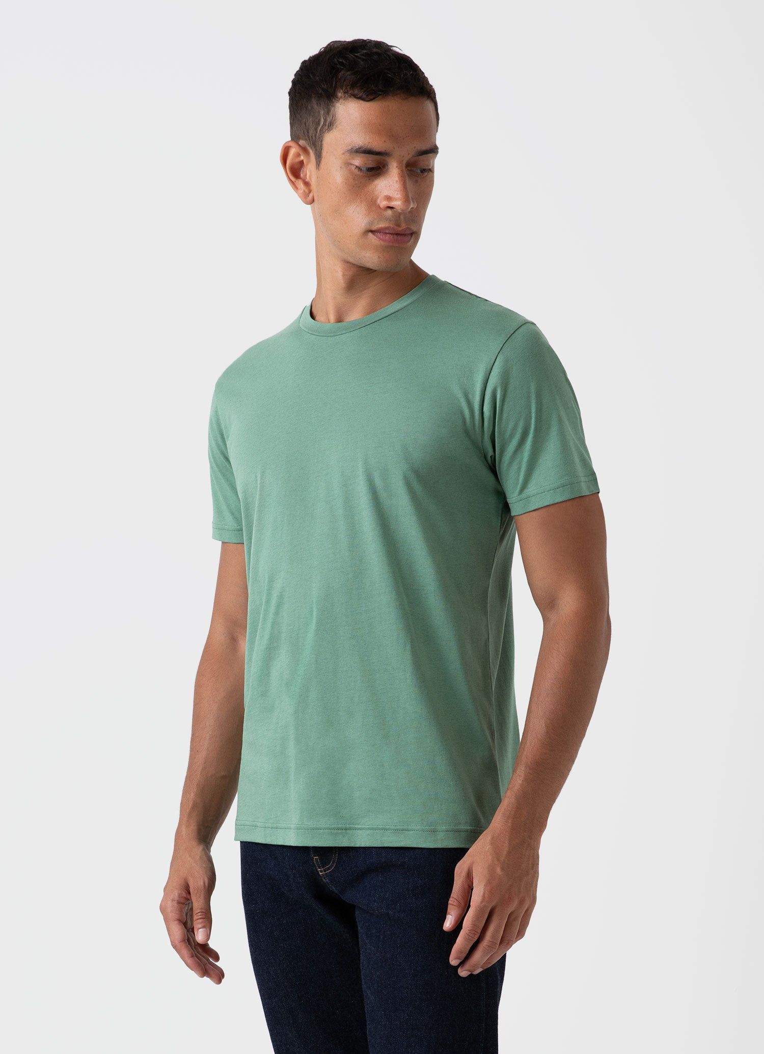 Men's Riviera T-shirt in Thyme Melange sold by Sunspel product image thumbnail 2
