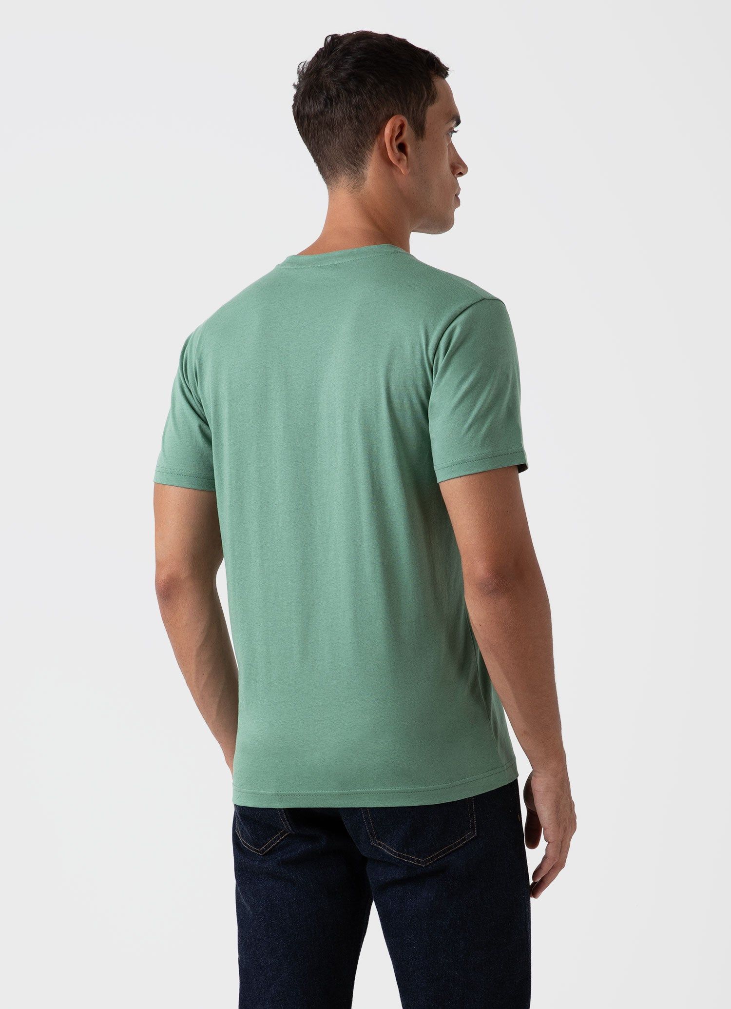 Men's Riviera T-shirt in Thyme Melange sold by Sunspel product image thumbnail 4