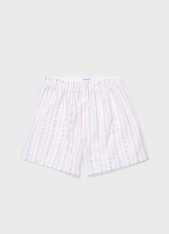 Men's Classic Boxer Shorts in Pale Pink Stripe sold by Sunspel