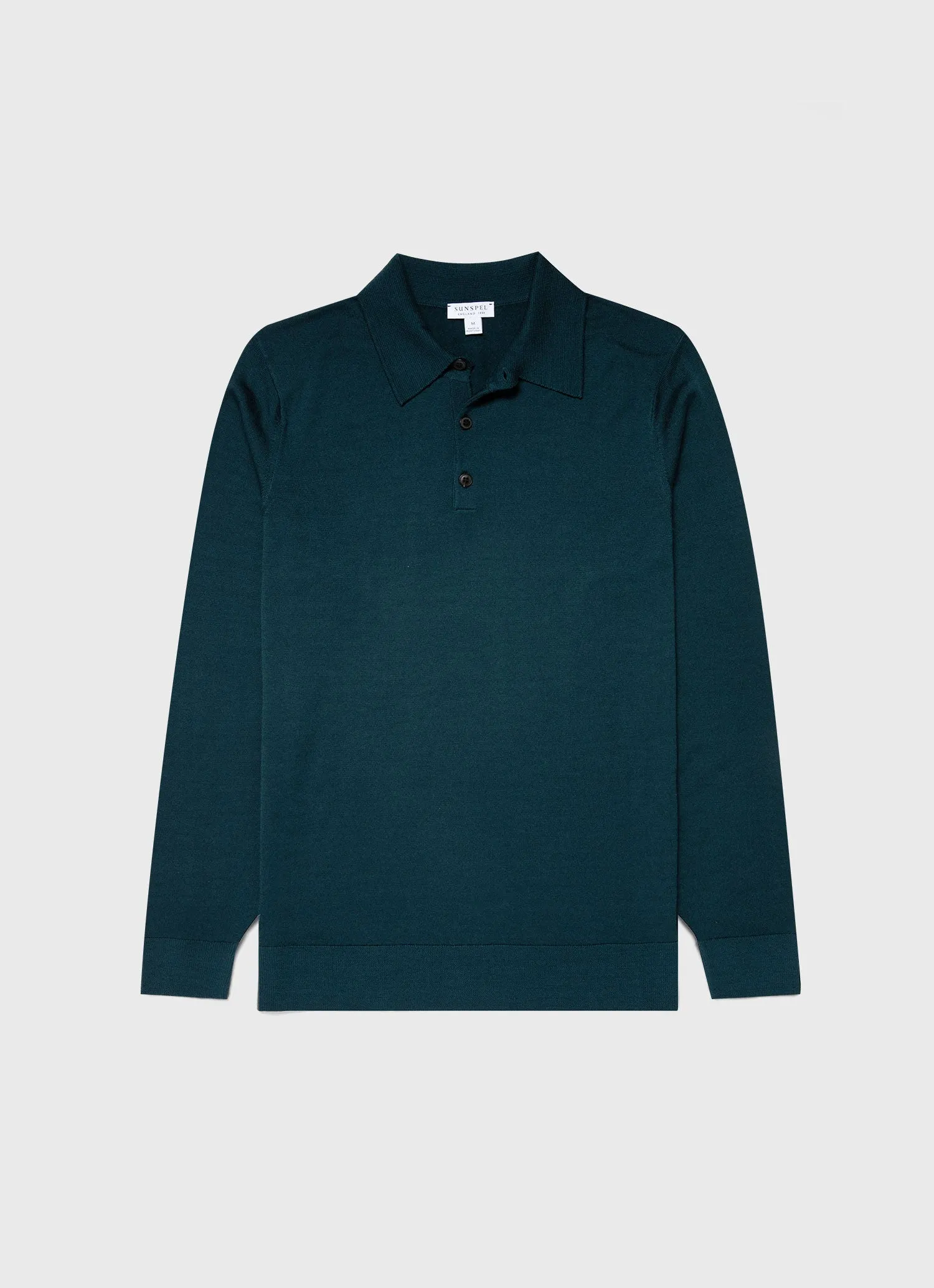 Men's Extra-Fine Merino Polo Shirt in Peacock sold by Sunspel