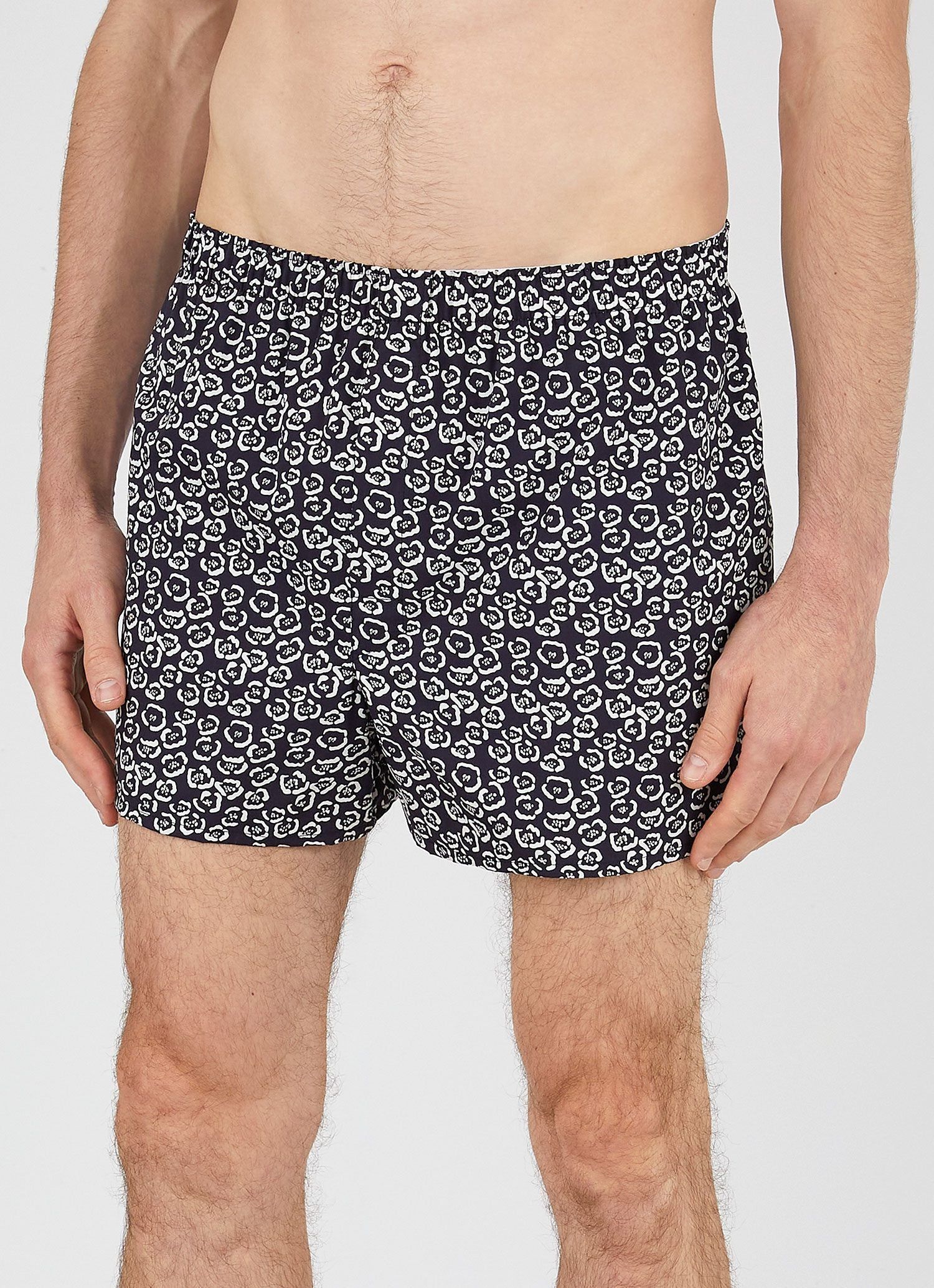 Men's Sunspel and Rosie McGuinness Boxer Shorts in Navy/Ecru Flower sold by Sunspel product image thumbnail 2