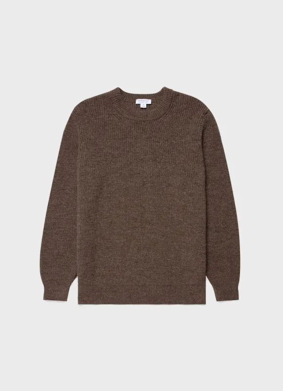 Men's Luxury British Wool Jumper in Natural Brown sold by Sunspel