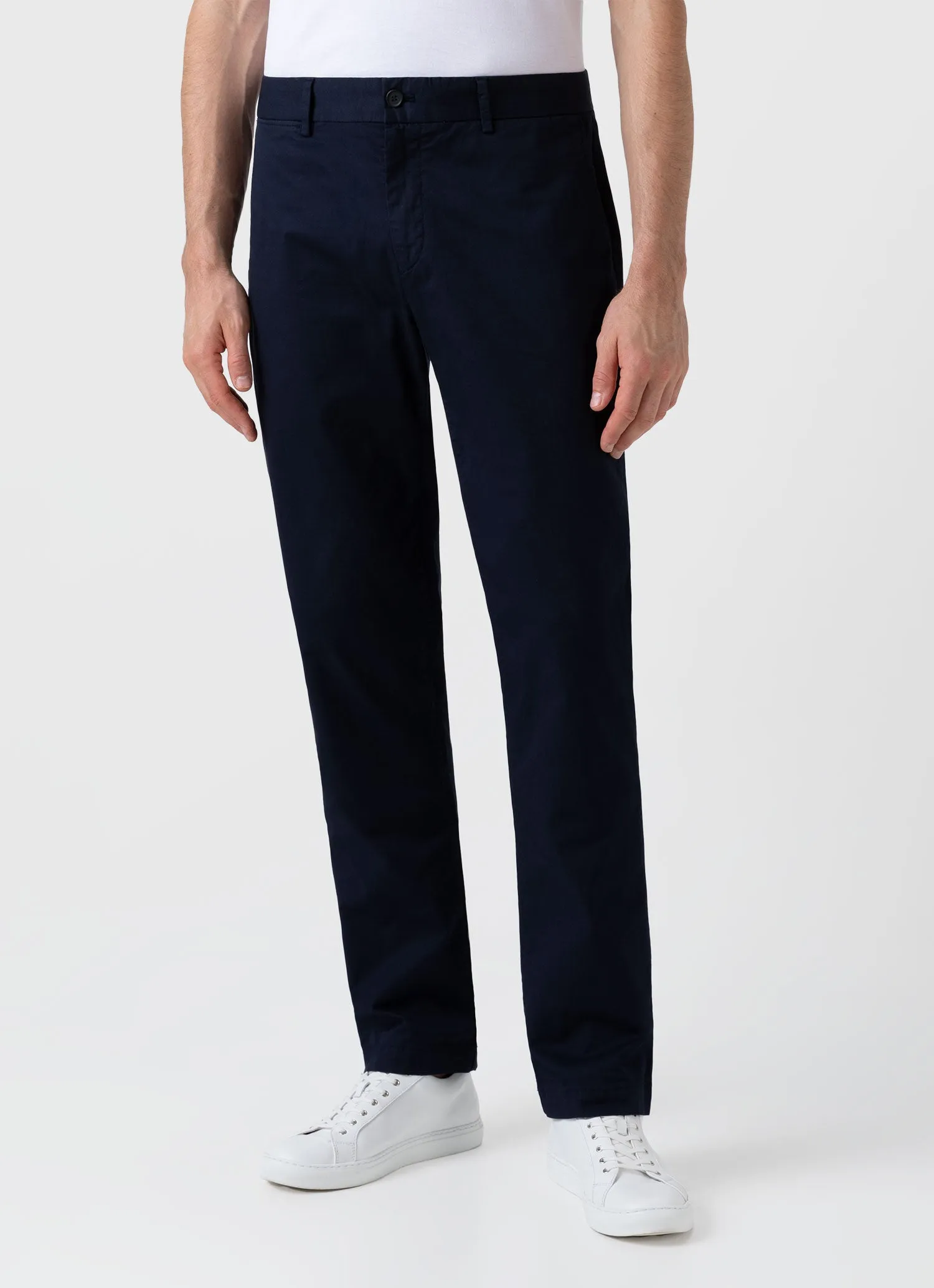Men's Regular Fit Stretch Chino in Navy sold by Sunspel product image thumbnail 3
