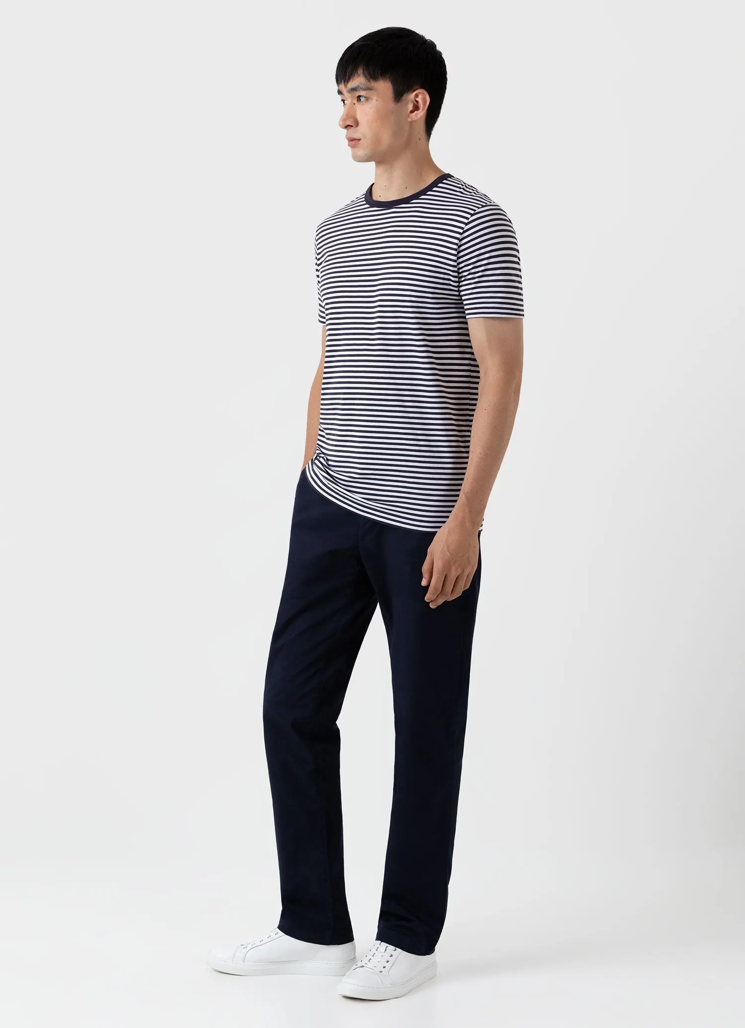 Men's Regular Fit Stretch Chino in Navy sold by Sunspel product image thumbnail 2