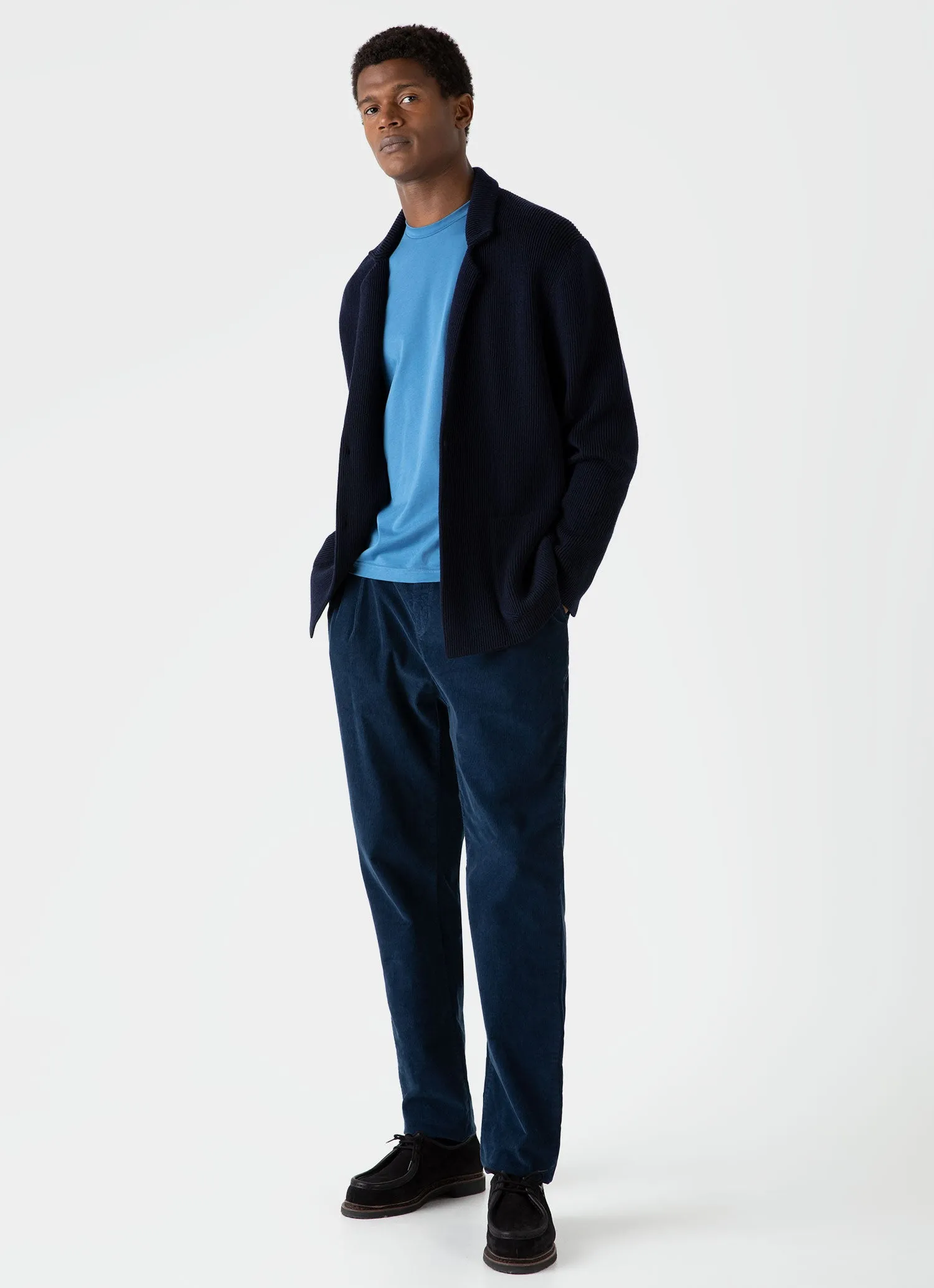 Men's Riviera Midweight T-shirt in Blue Jean sold by Sunspel product image thumbnail 3