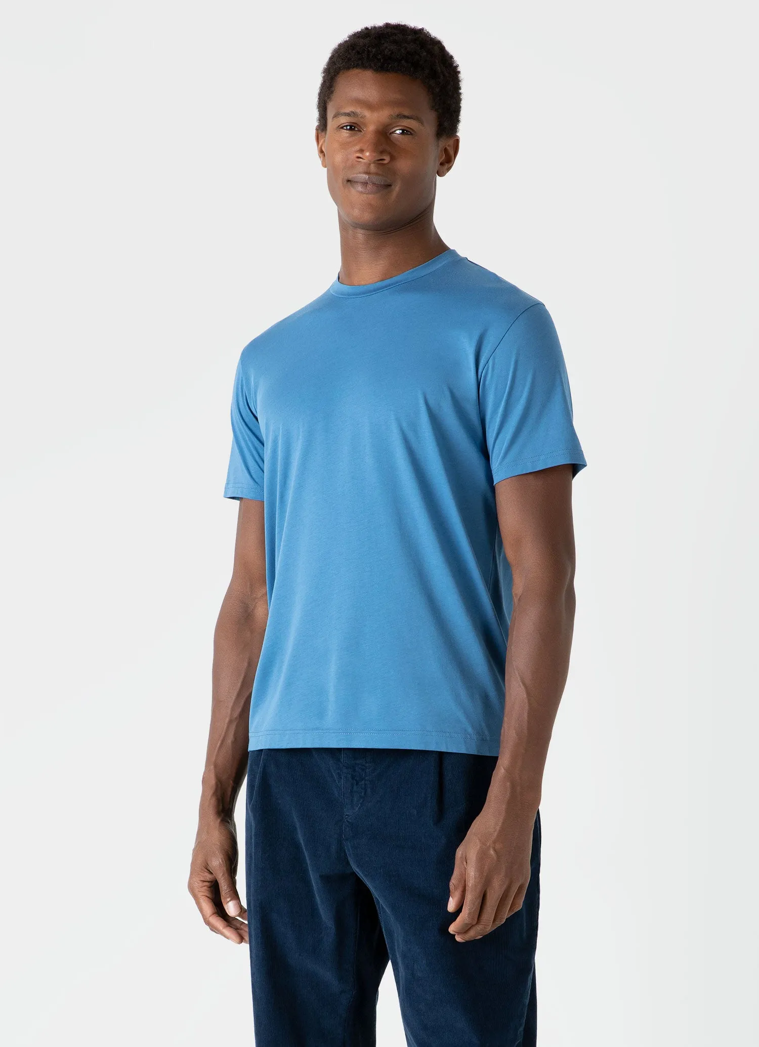 Men's Riviera Midweight T-shirt in Blue Jean sold by Sunspel product image thumbnail 2