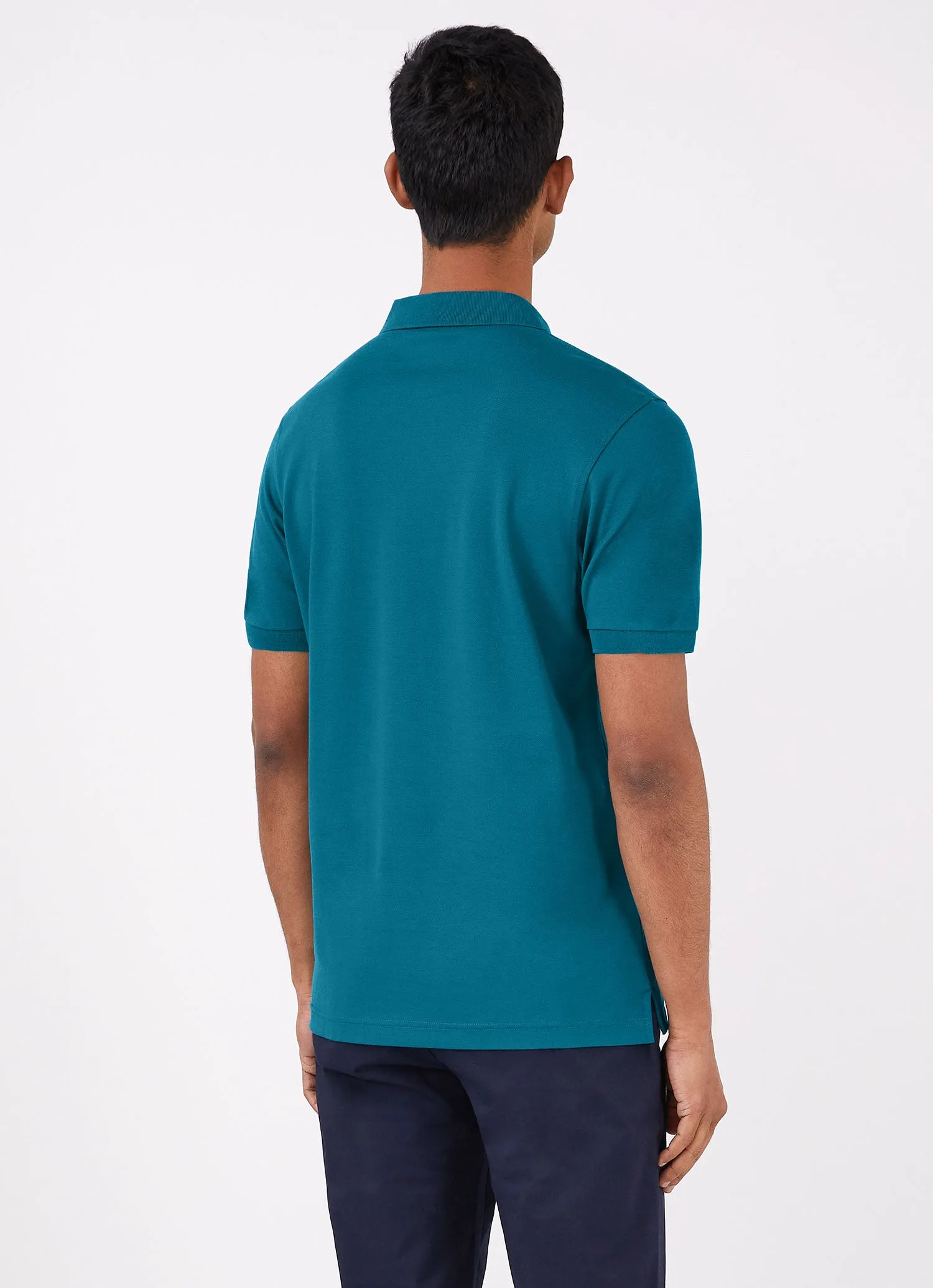Men's Piqué Polo Shirt in Lagoon Blue sold by Sunspel product image thumbnail 4