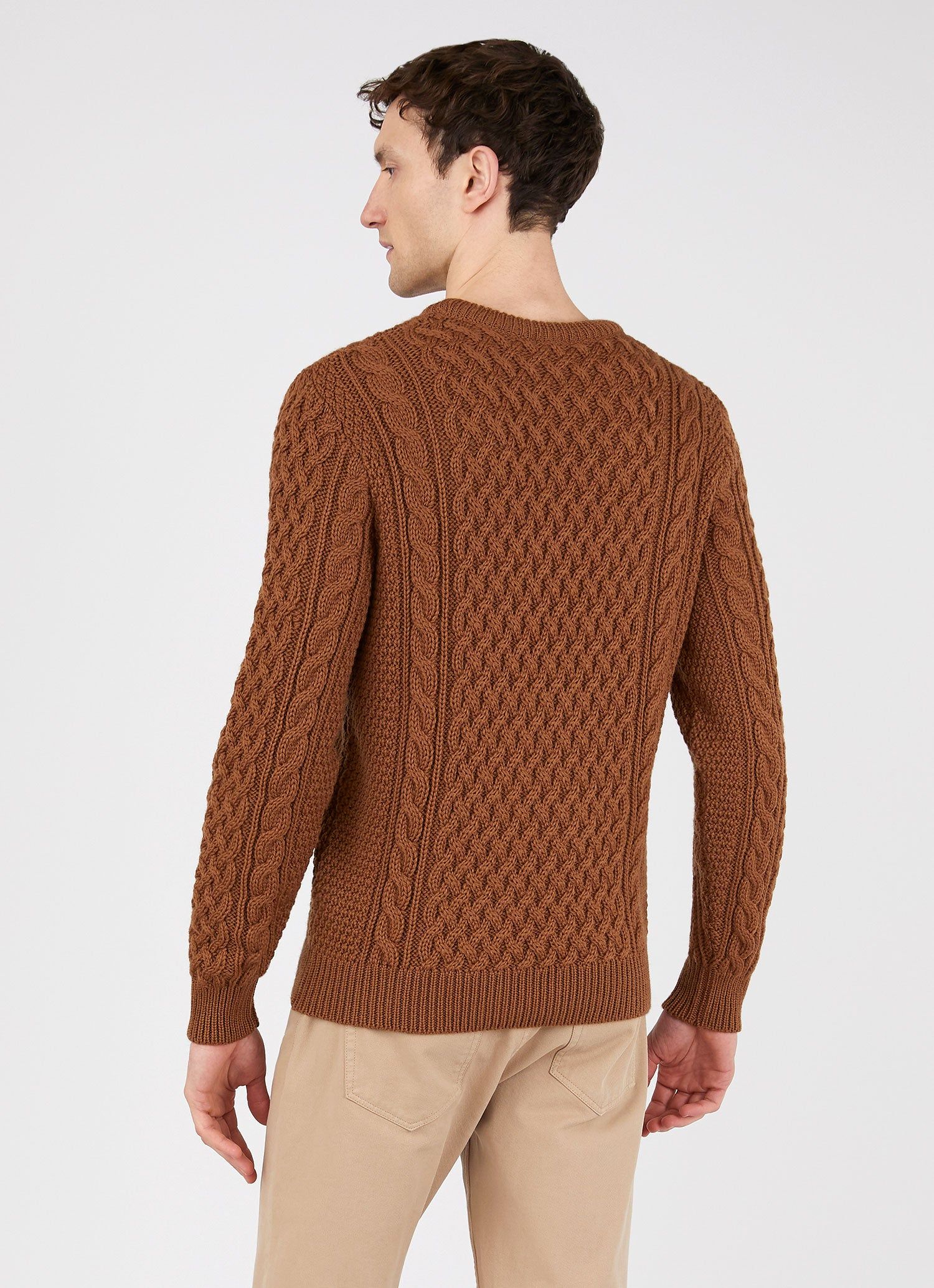 Men's Merino Cable Jumper in Nutmeg sold by Sunspel product image thumbnail 4