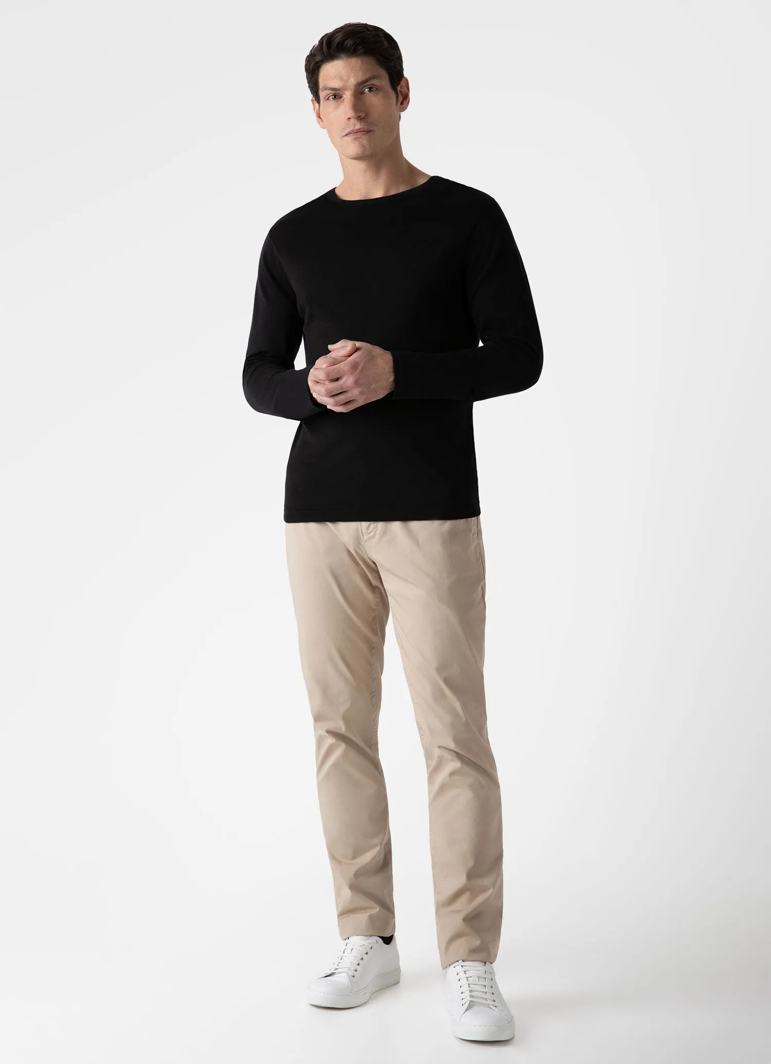 Men's Sea Island Cotton Crew Neck Jumper in Black sold by Sunspel product image thumbnail 3