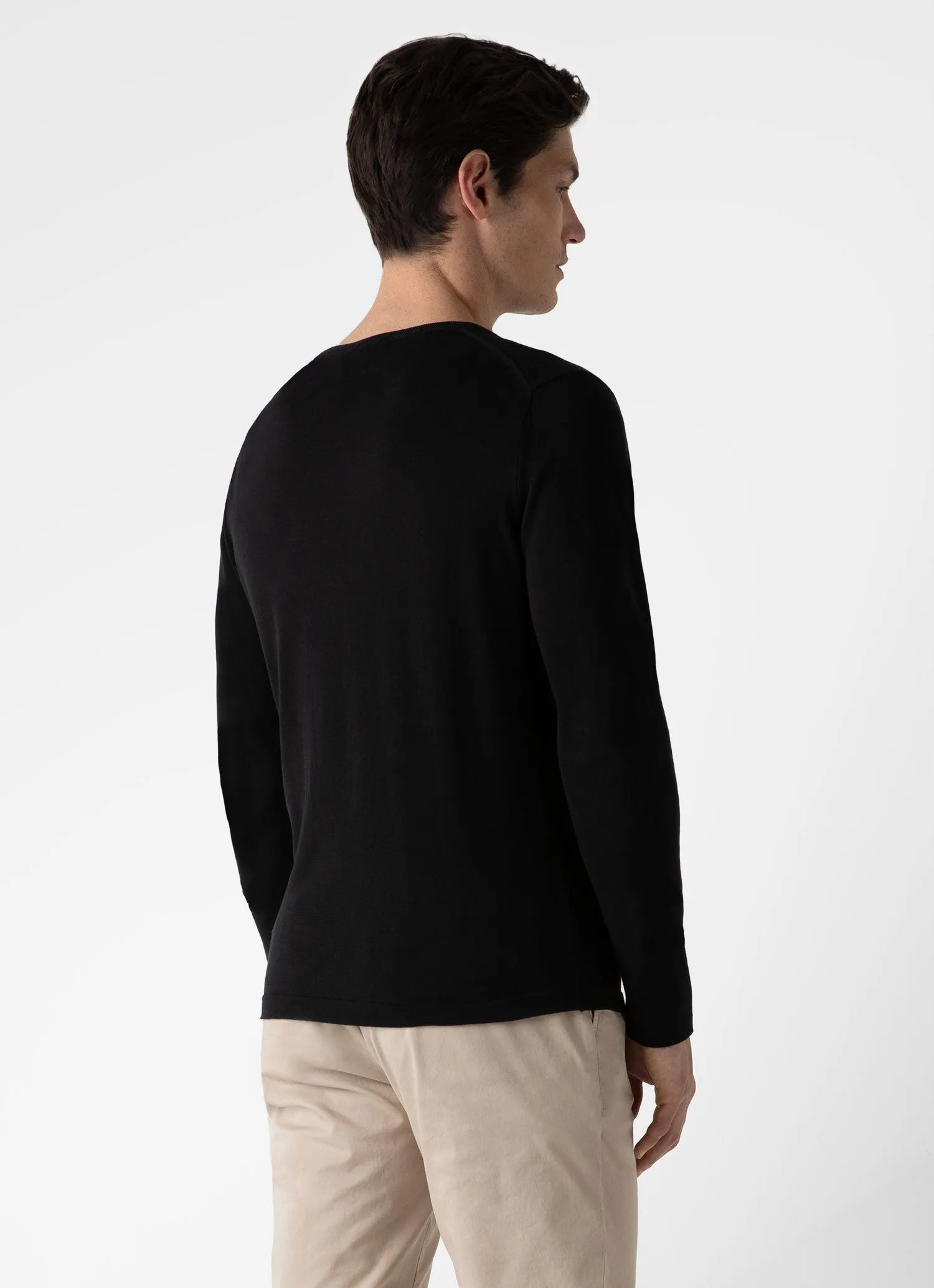 Men's Sea Island Cotton Crew Neck Jumper in Black sold by Sunspel product image thumbnail 4