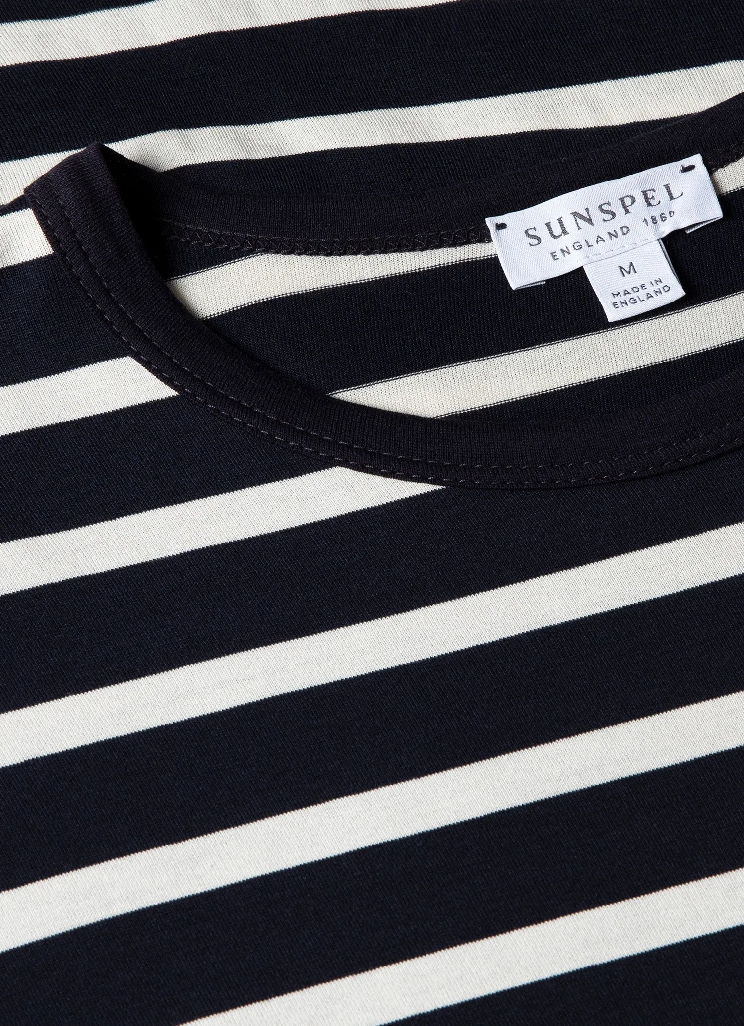 Men's Classic T-shirt in Navy/Ecru Breton Stripe sold by Sunspel product image thumbnail 4