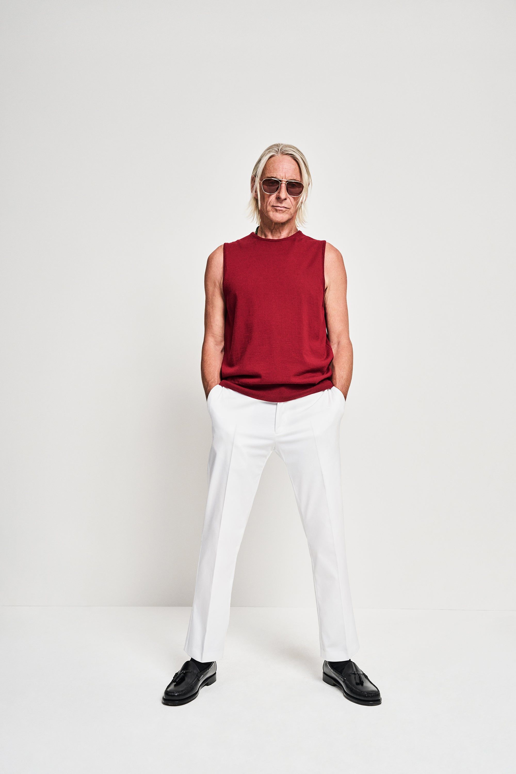 Men's Paul Weller Merino Tank Top in Crimson Red sold by Sunspel product image thumbnail 2