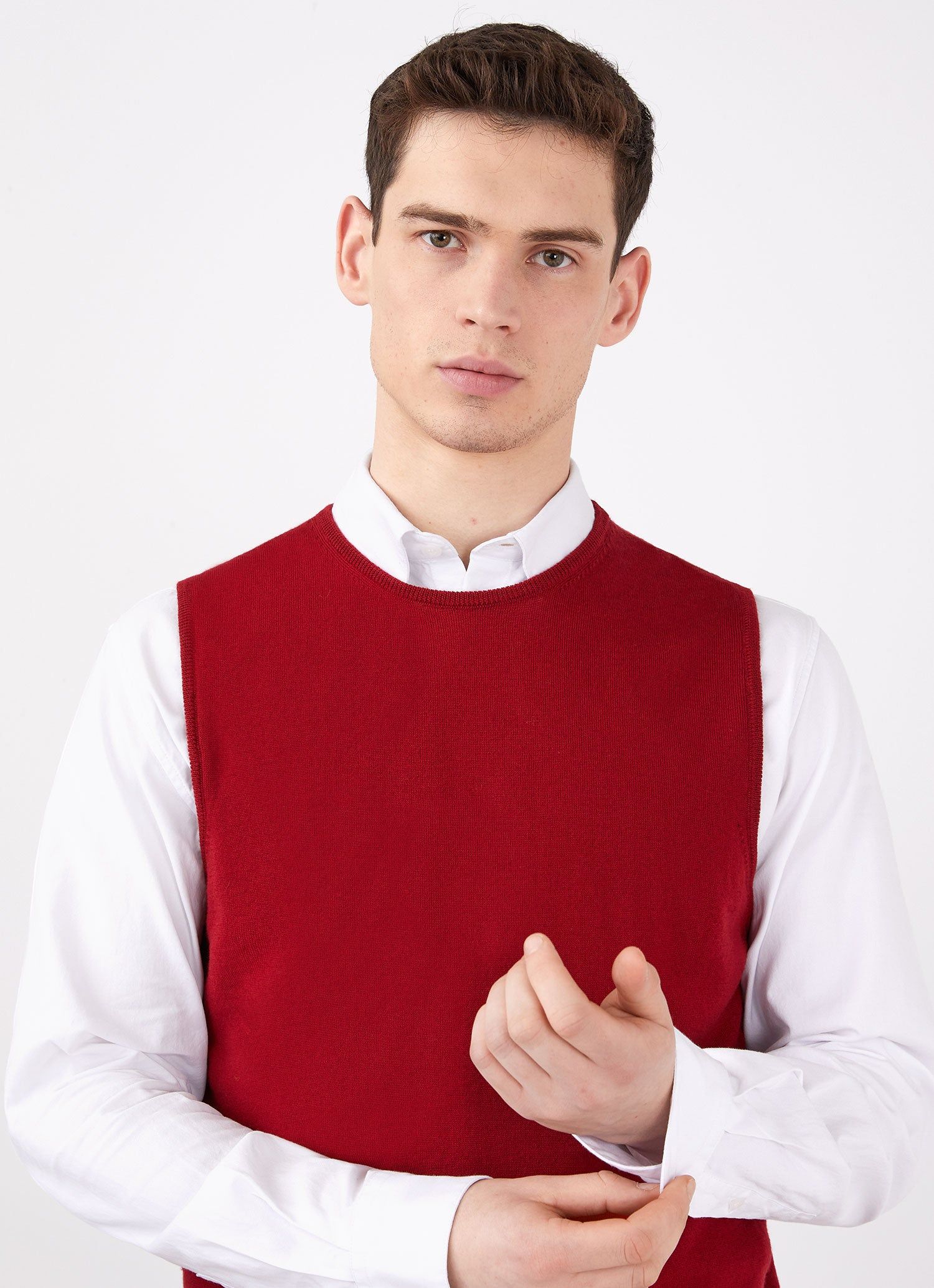 Men's Paul Weller Merino Tank Top in Crimson Red sold by Sunspel product image thumbnail 6