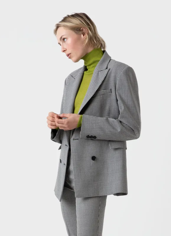 Women's Edie Campbell Double Breasted Blazer in Black/Ecru Check made by Sunspel