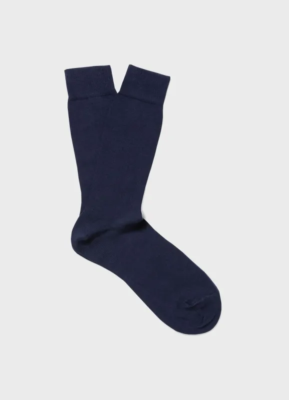 Men's Long Staple Cotton Socks in Navy sold by Sunspel