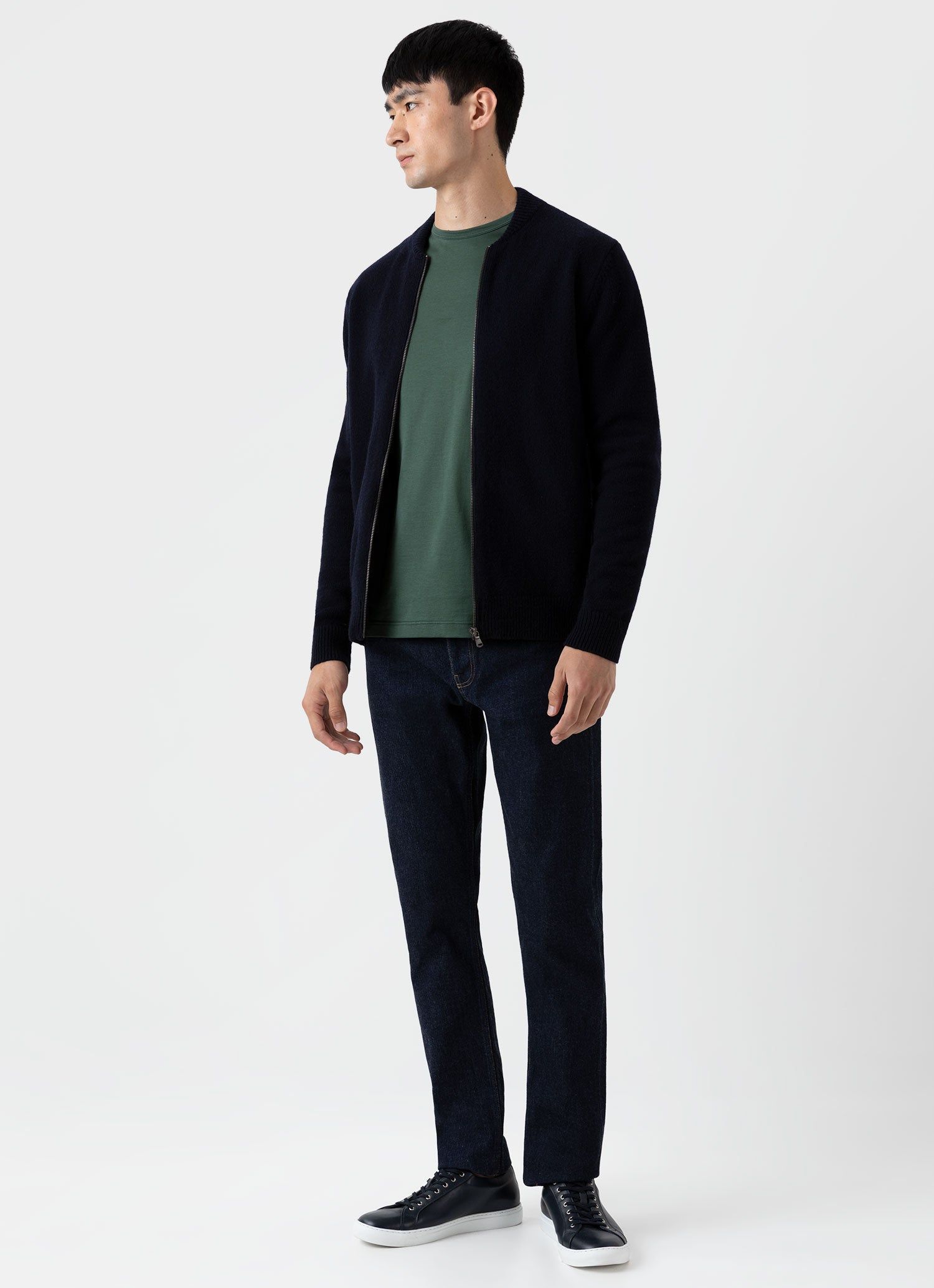 Men's Classic Long Sleeve T-shirt in Dark Green sold by Sunspel product image thumbnail 3